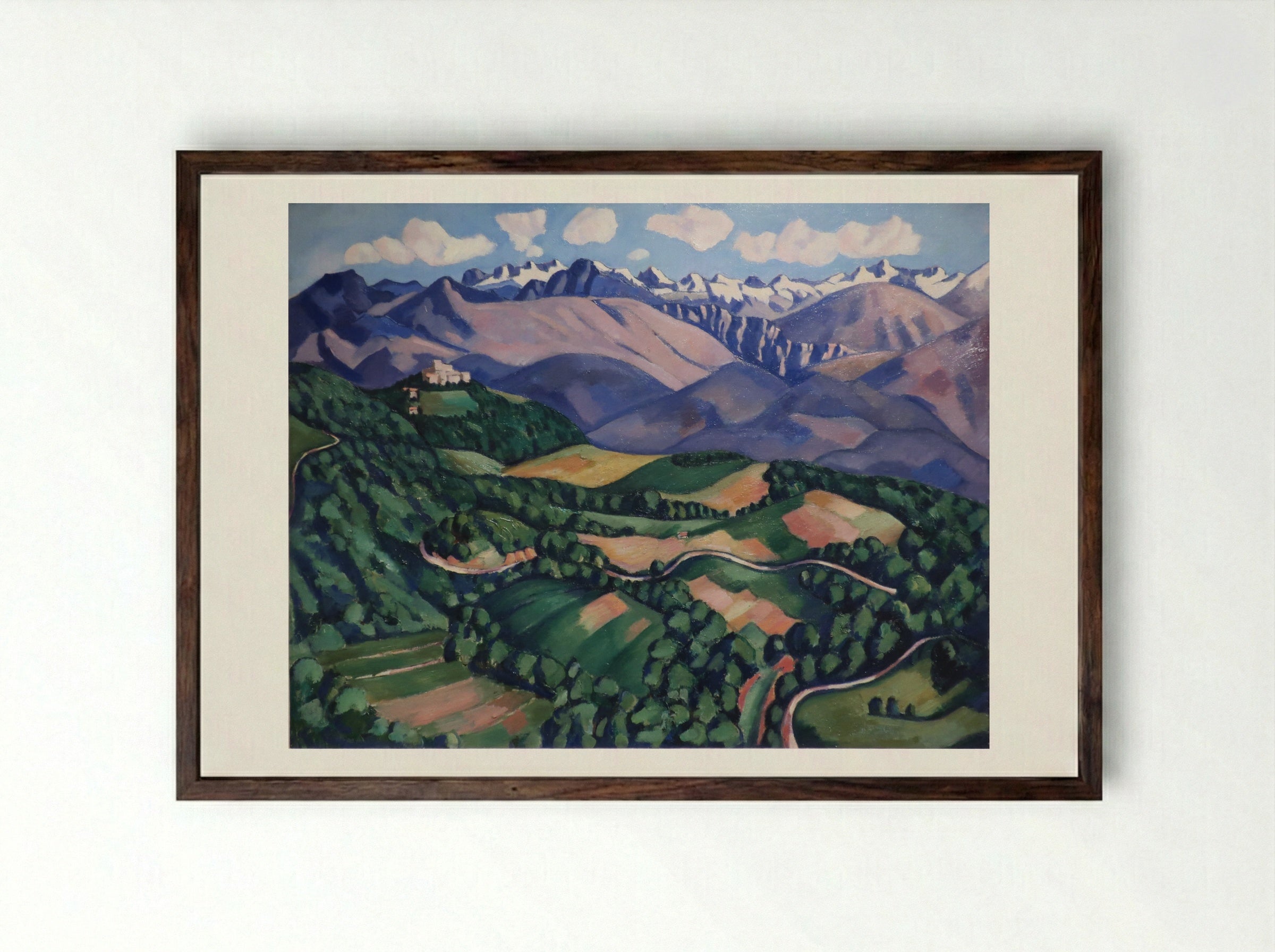 Purple Mountains, Vence - Marsden Hartley - Framed Print Dark Wood