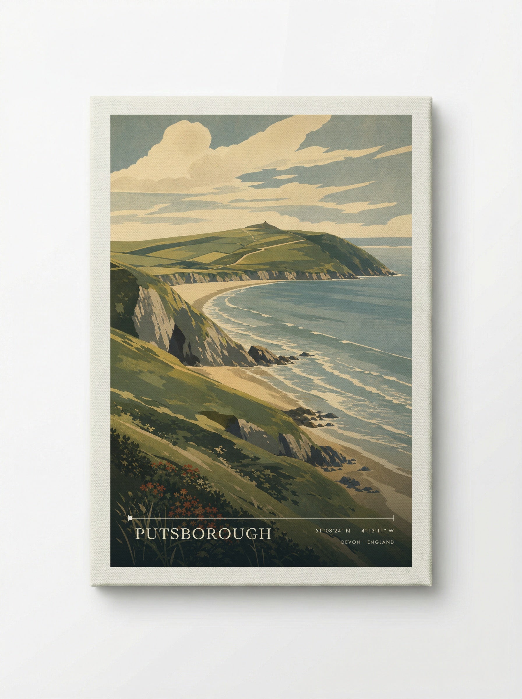 Putsborough Devon England Travel Poster - Canvas