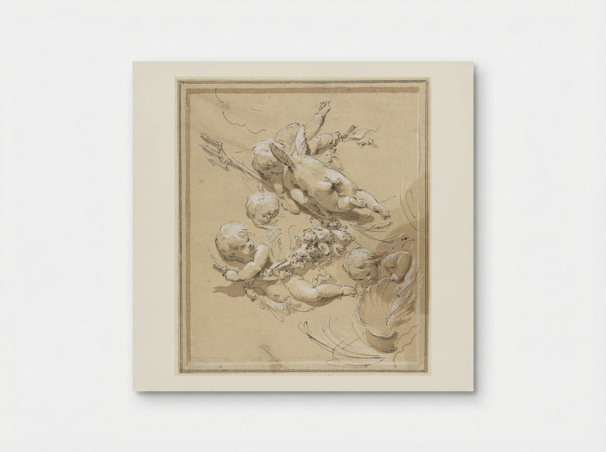 Putti met drietand - Jacob de Wit - Poster