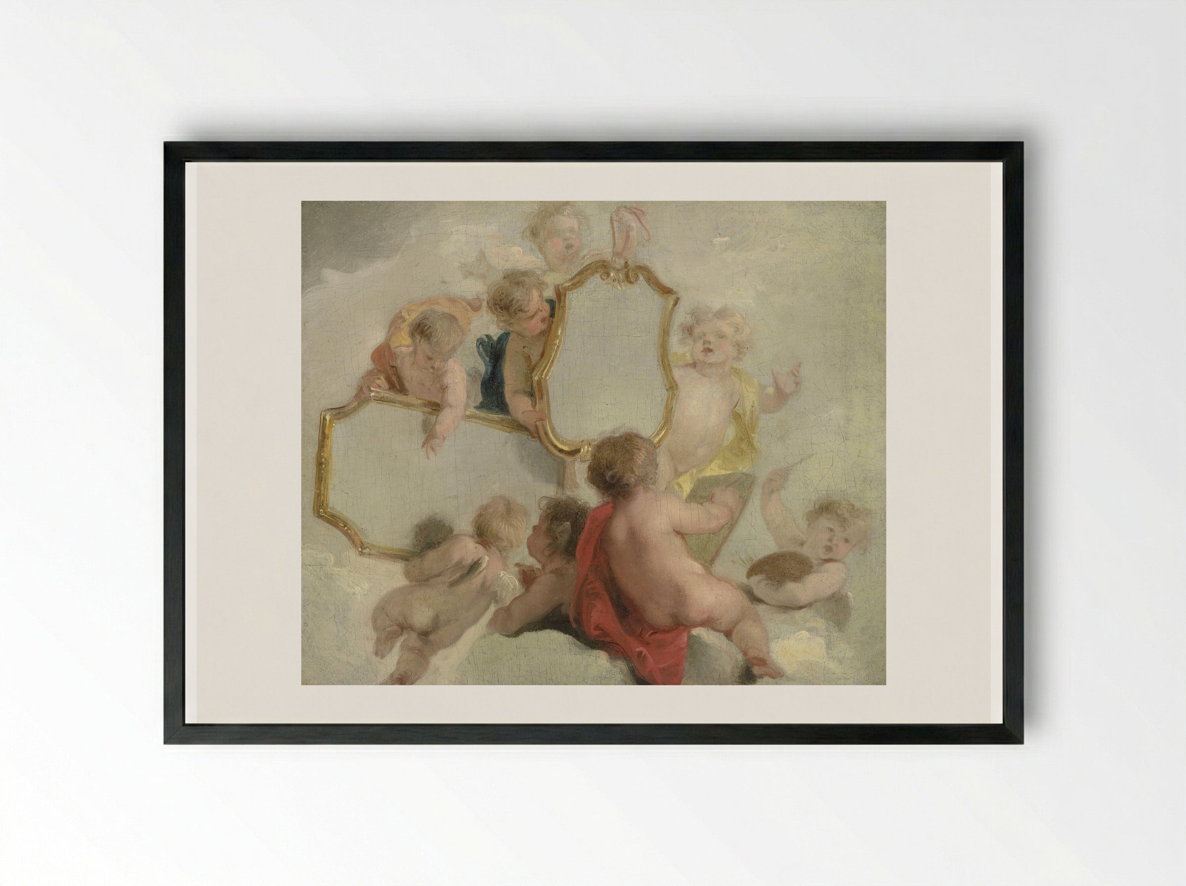 Putti met spiegels - Jacob de Wit - Framed Print Black