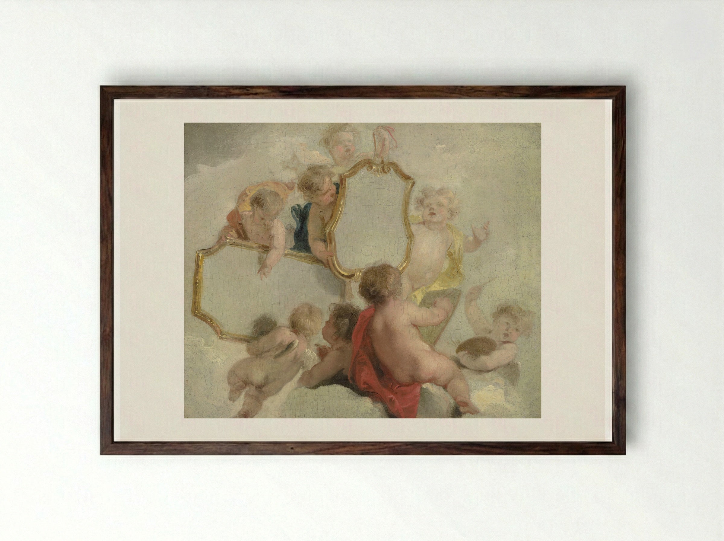Putti met spiegels - Jacob de Wit - Framed Print Dark Wood