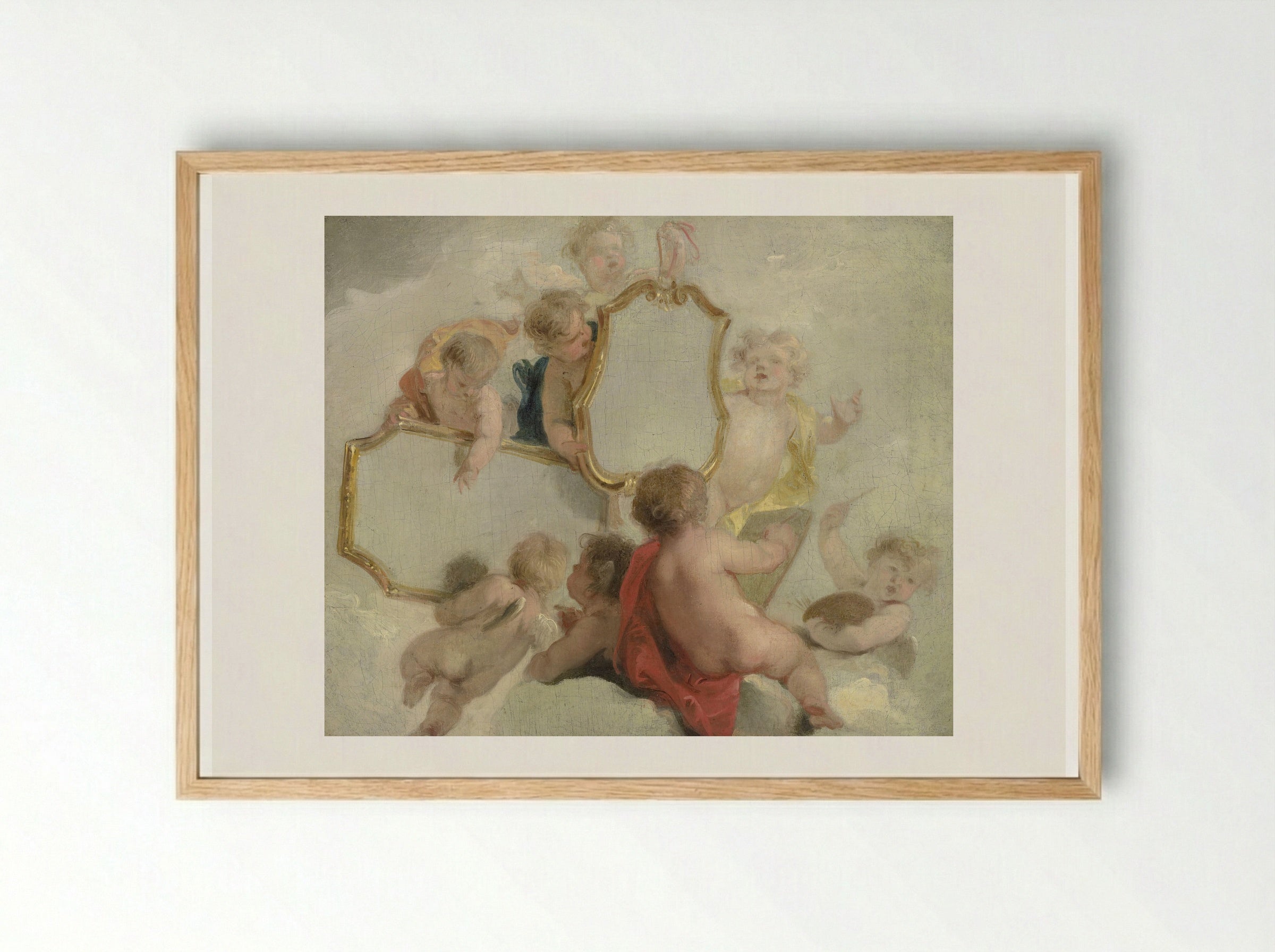 Putti met spiegels - Jacob de Wit - Framed Print Wood