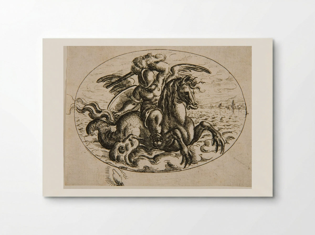 Putto on a Sea Horse - Christoph Jamnitzer - Poster