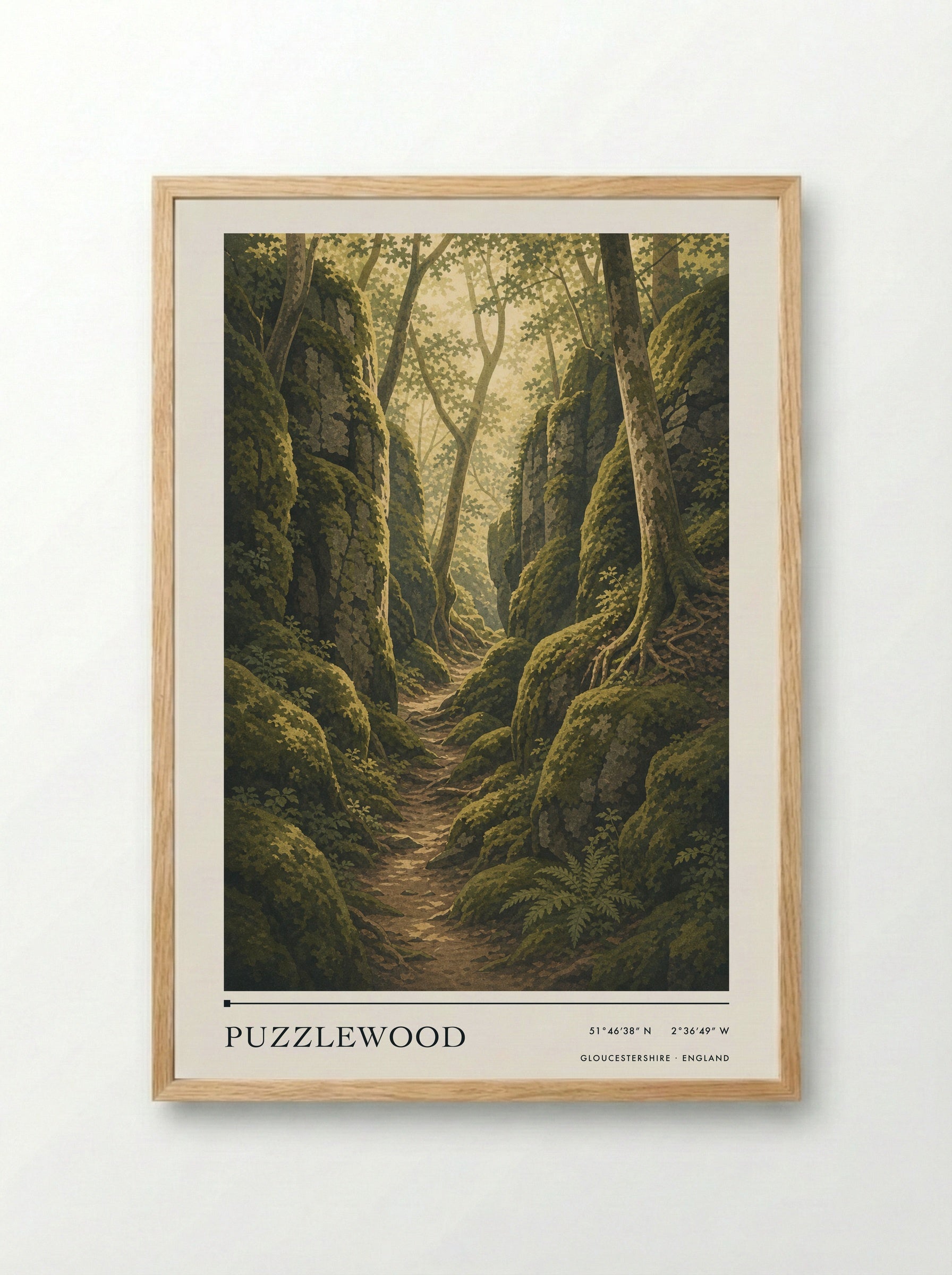 Puzzlewood Gloucestershire England Travel Poster - Framed Print Wood