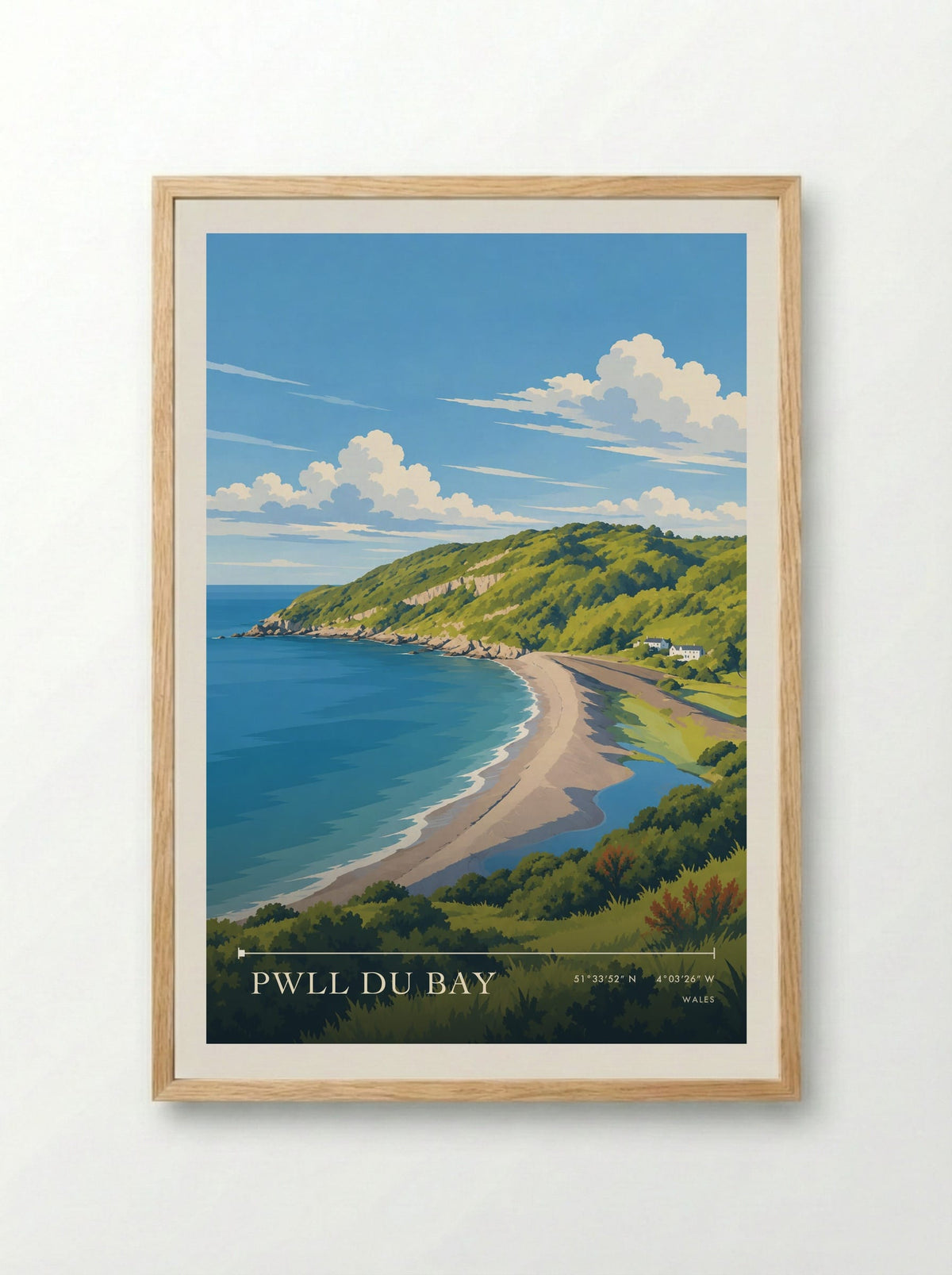 Pwll Du Bay | Travel Poster - Framed Print Wood