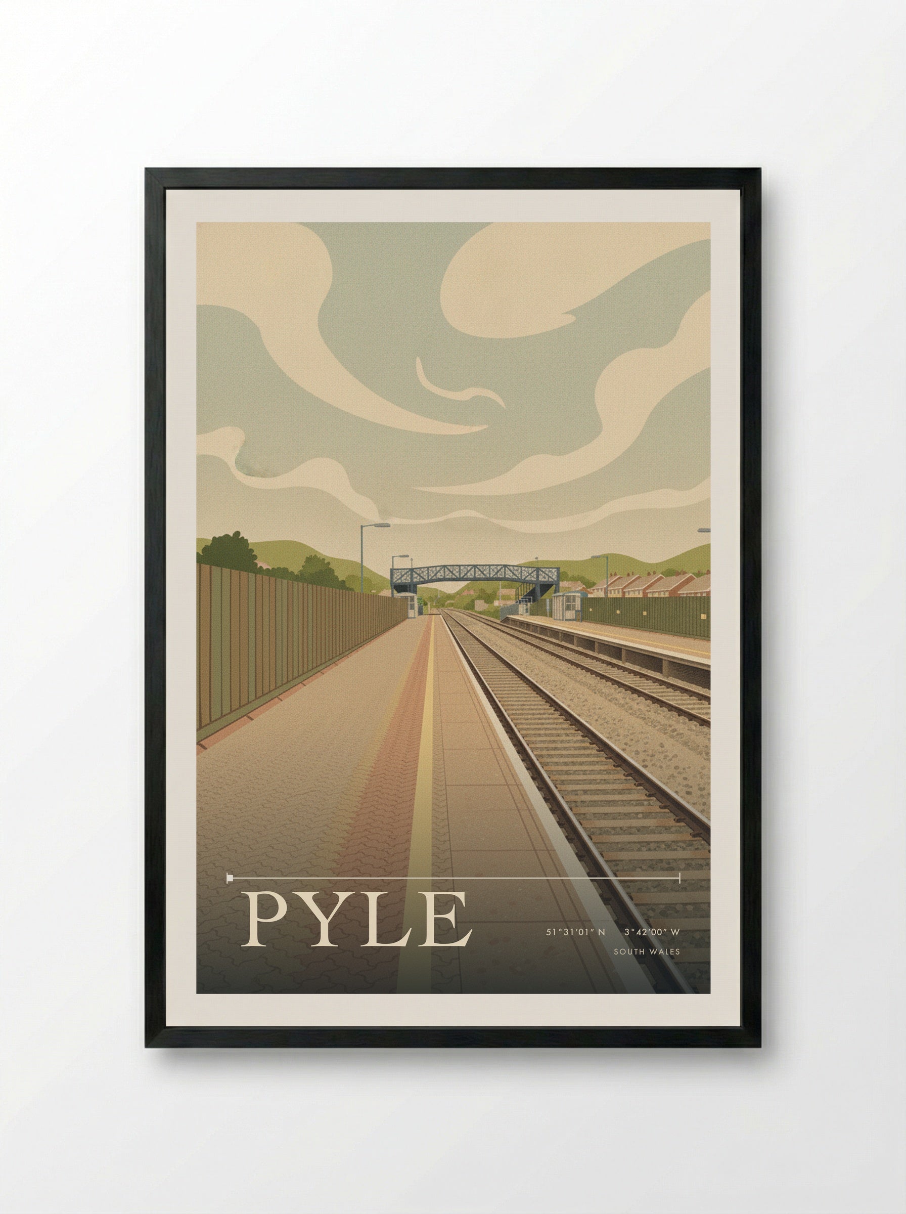 Pyle South Wales Wales Travel Poster - Framed Print Black