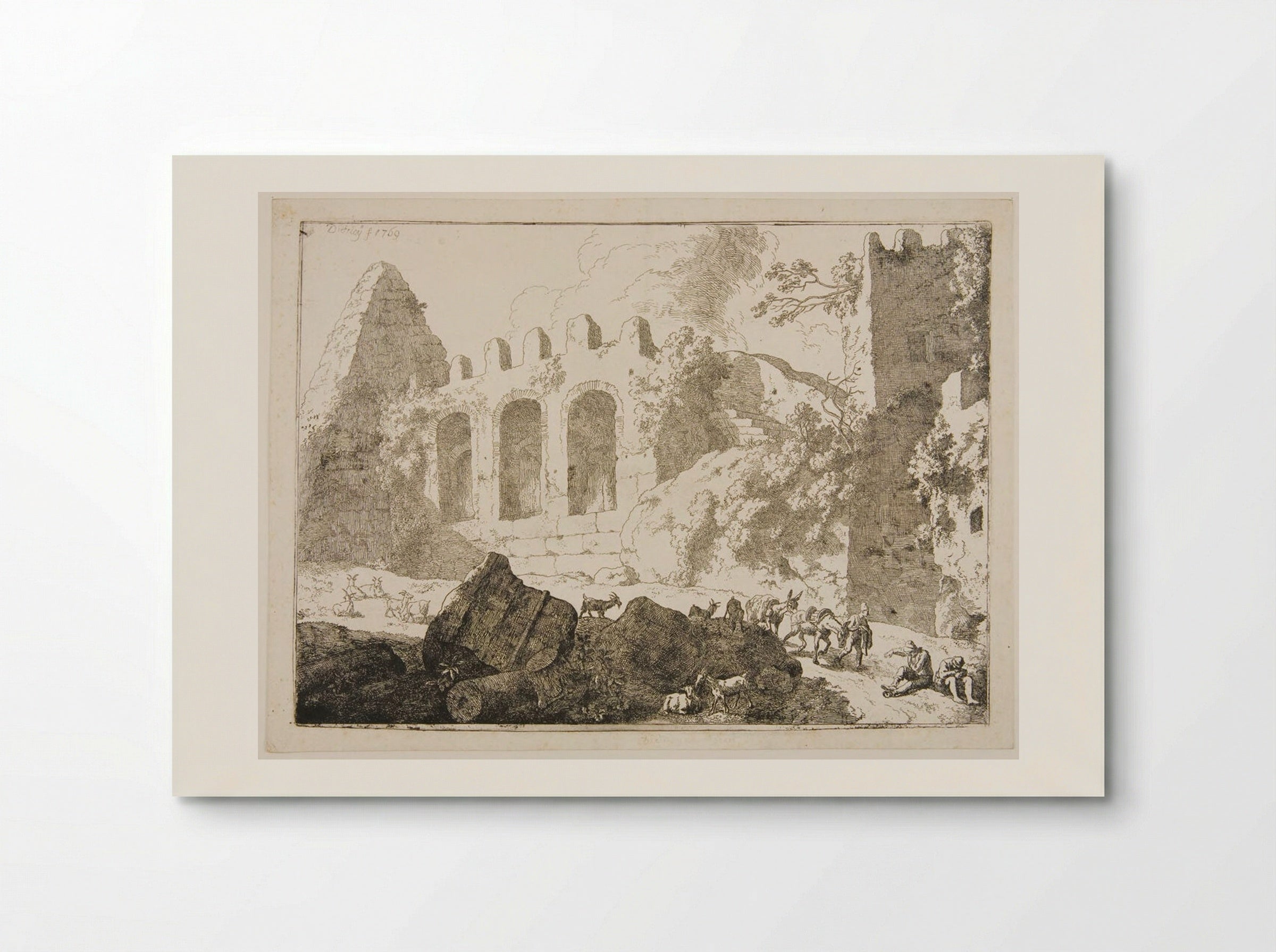 Pyramid and Ruins of Ancient Buildings - Christian Wilhelm Ernst Dietrich - Poster