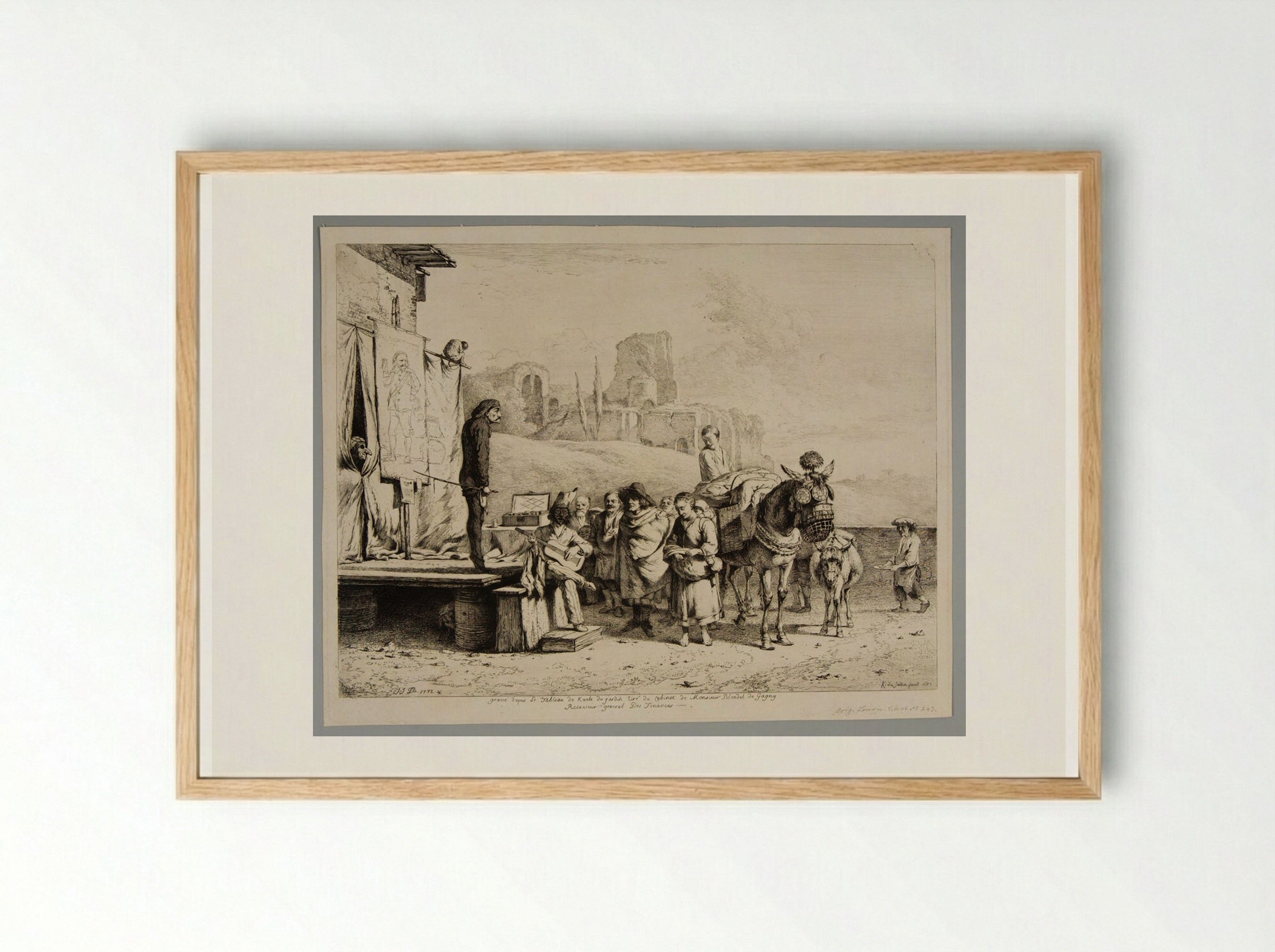 Quack Doctor with His Booth on a Stage - Jean-Jacques de Boissieu - Framed Print Wood