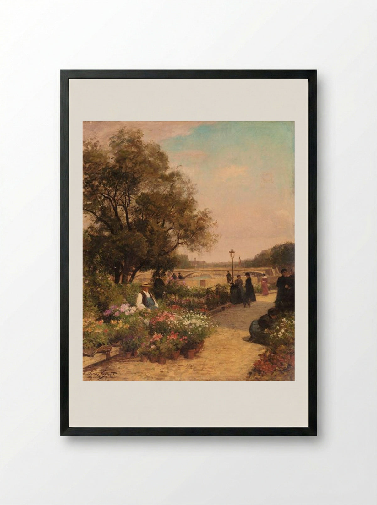 Quai aux Fleurs - Victor Gabriel Gilbert - Framed Print Black