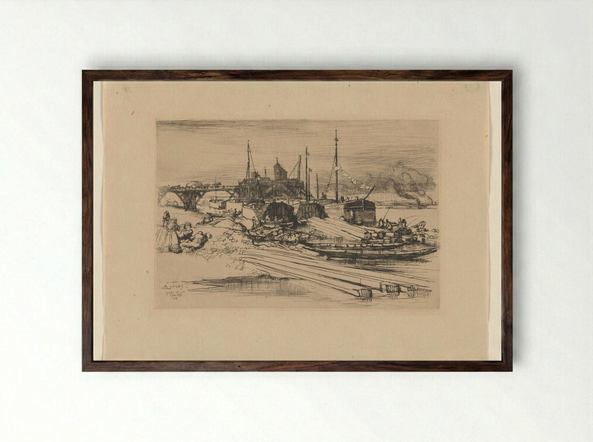 Quai de la Gare: Décharge Publique - Auguste Lepère - Framed Print Dark Wood