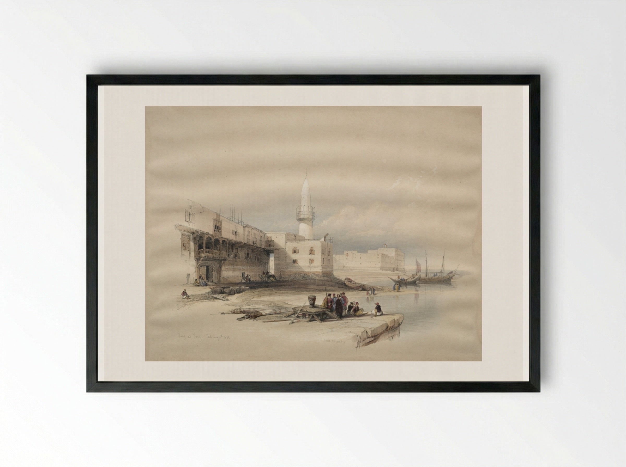 Quay at Suez - David Roberts - Framed Print Black