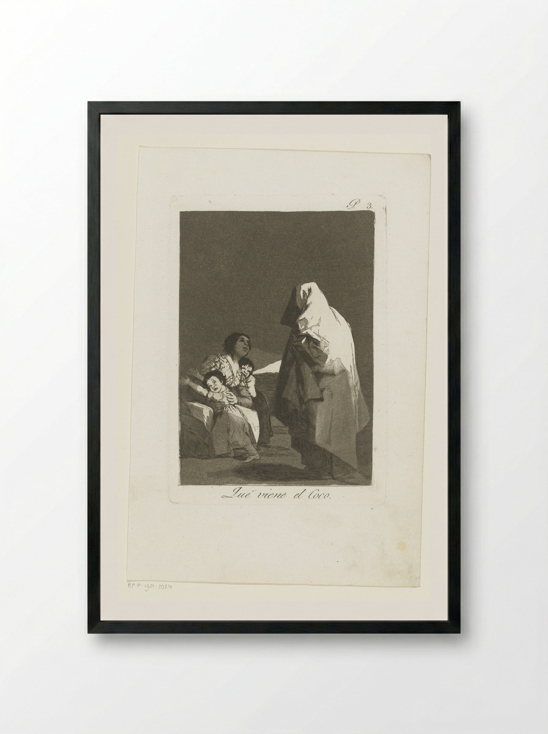 Que viene el Coco - Francisco de Goya - Framed Print Black