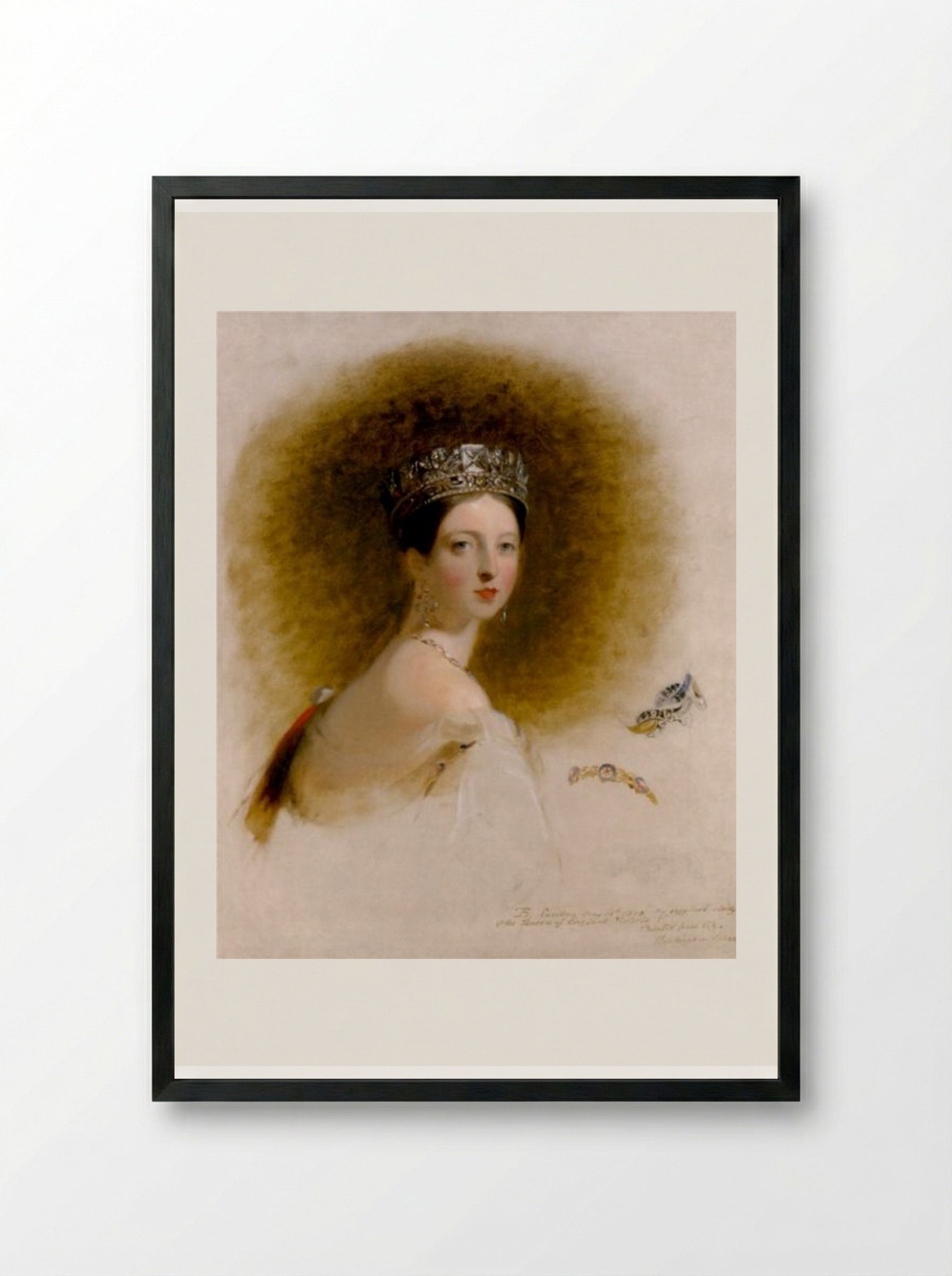 Queen Victoria (Study from Life) - Thomas Sully - Framed Print Black