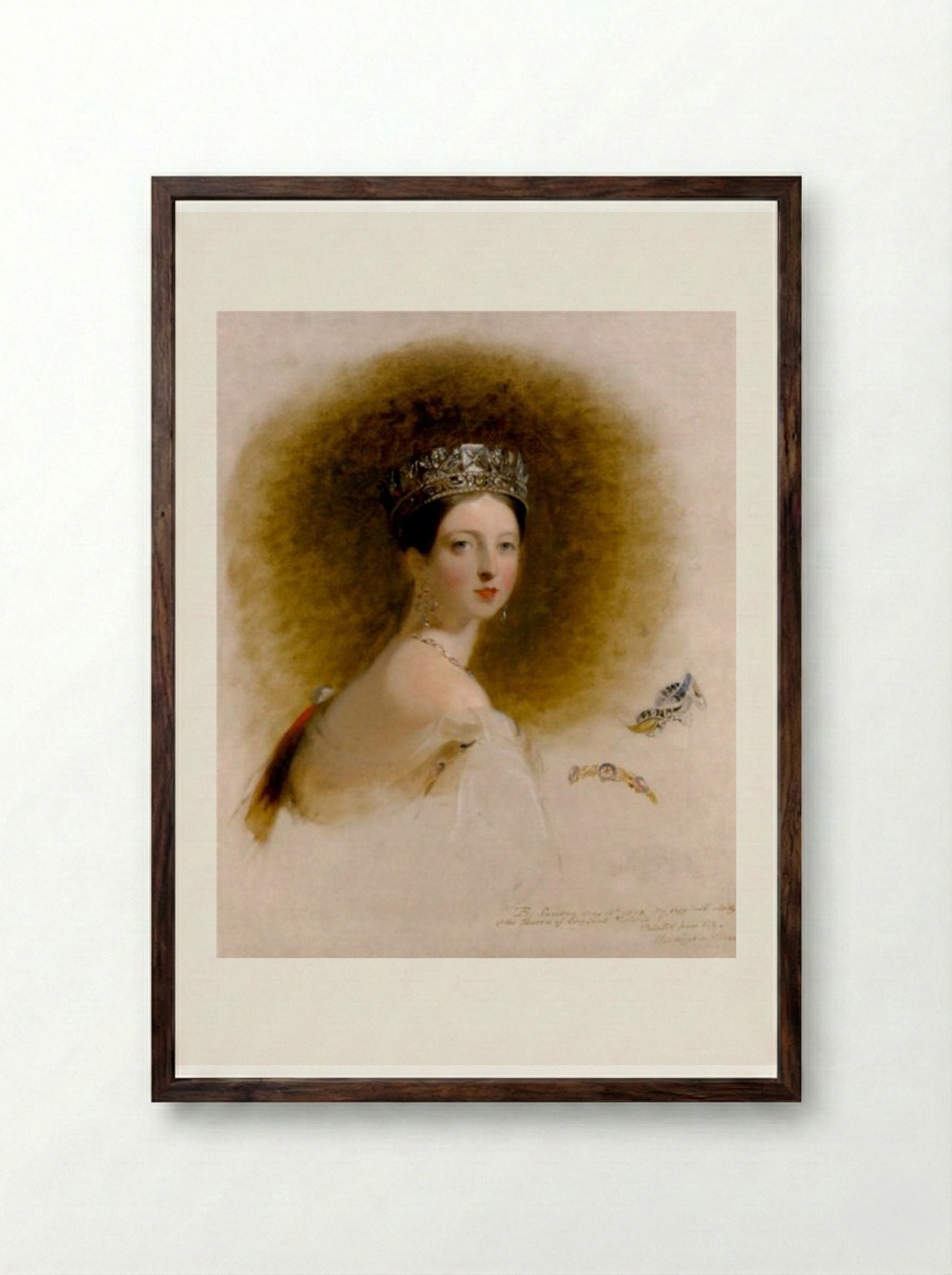 Queen Victoria (Study from Life) - Thomas Sully - Framed Print Dark Wood