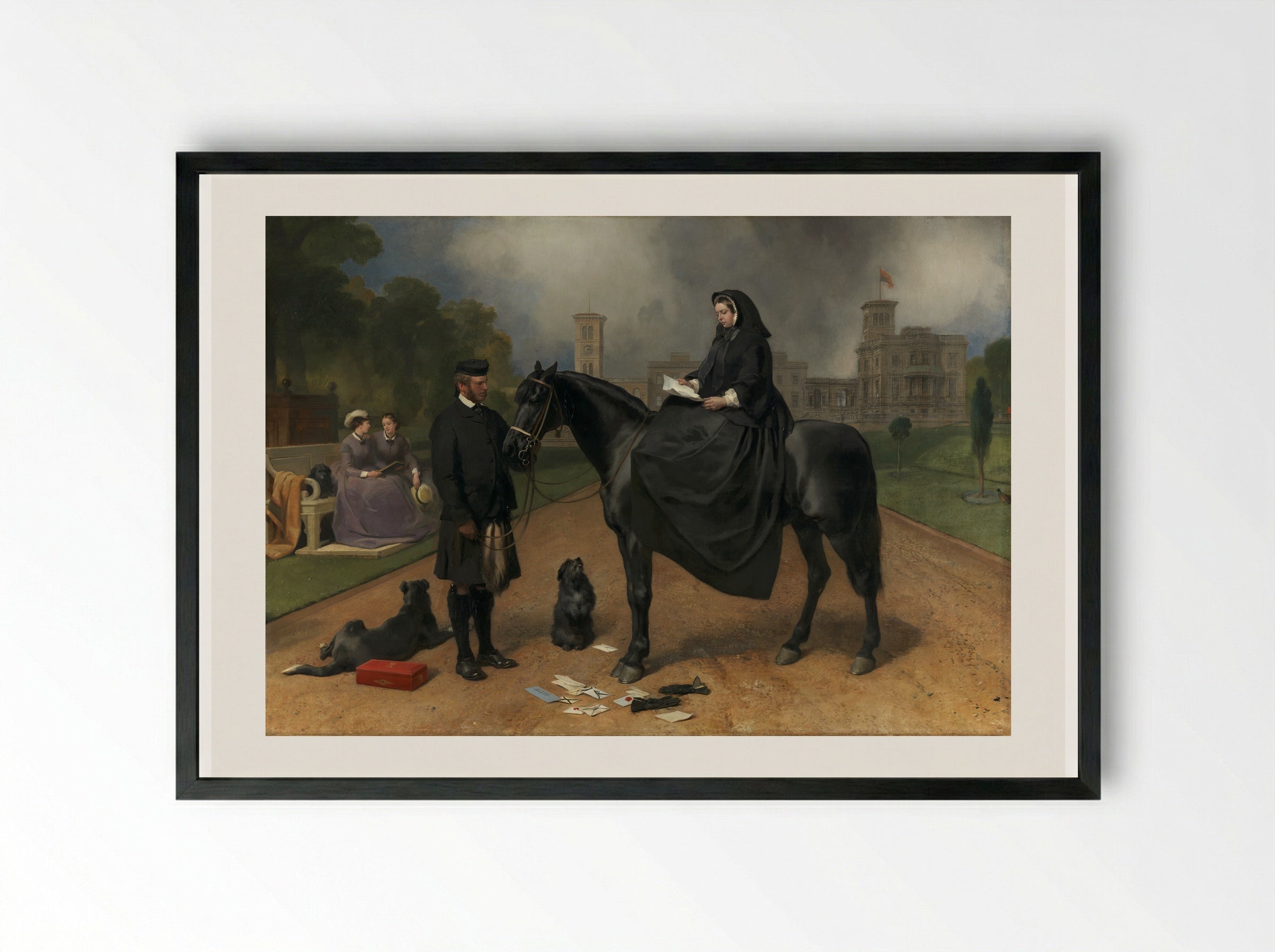 Queen Victoria at Osborne House - Edwin Henry Landseer - Framed Print Black