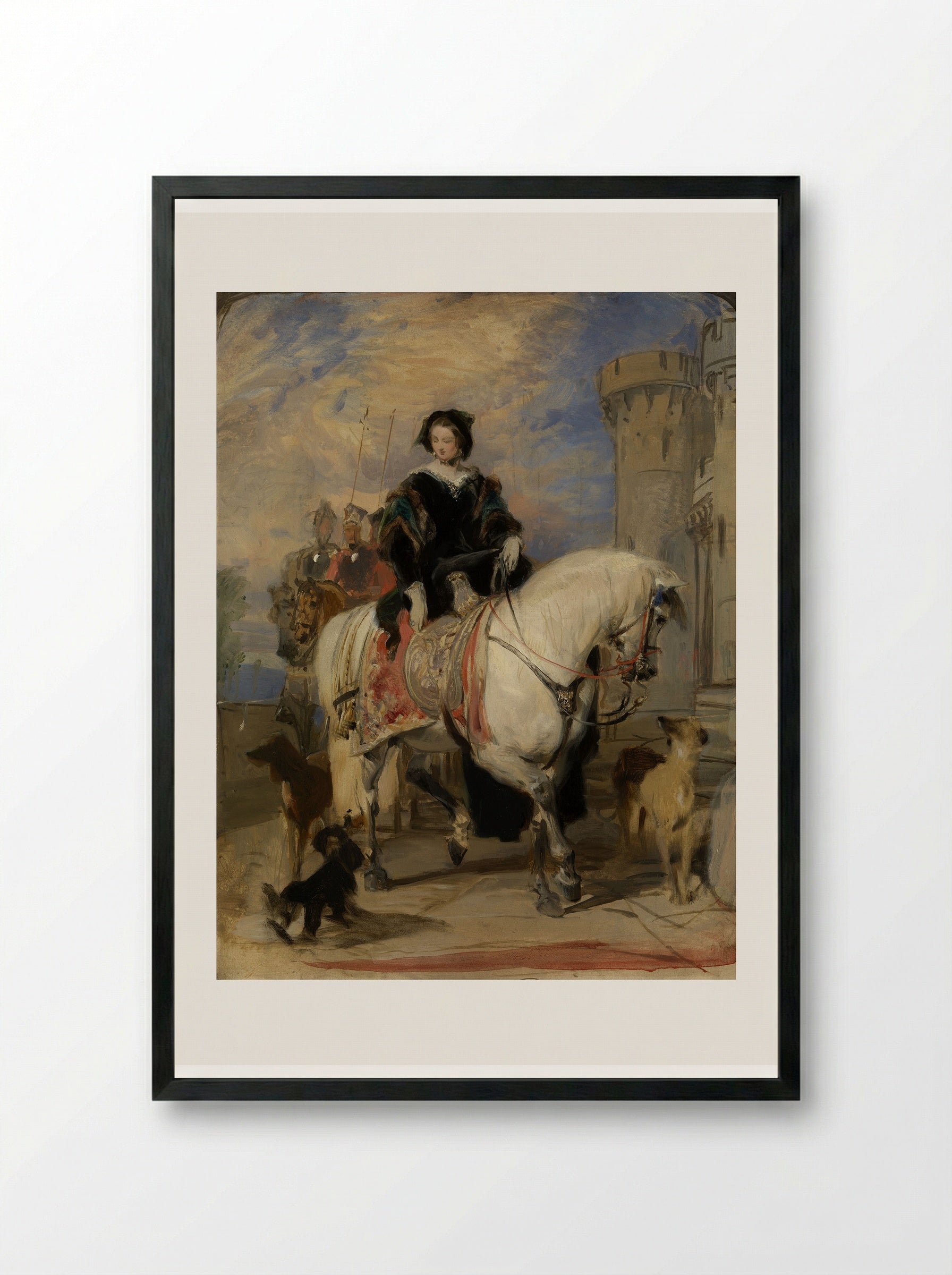 Queen Victoria on Horseback - Edwin Henry Landseer - Framed Print Black
