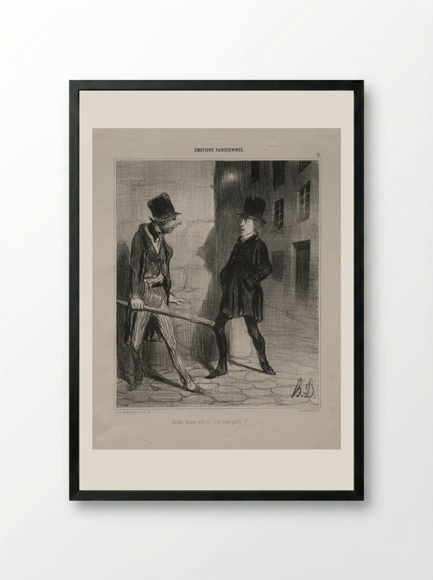 Quelle heure est-il, s'il vous plaît? - Honoré Daumier - Framed Print Black