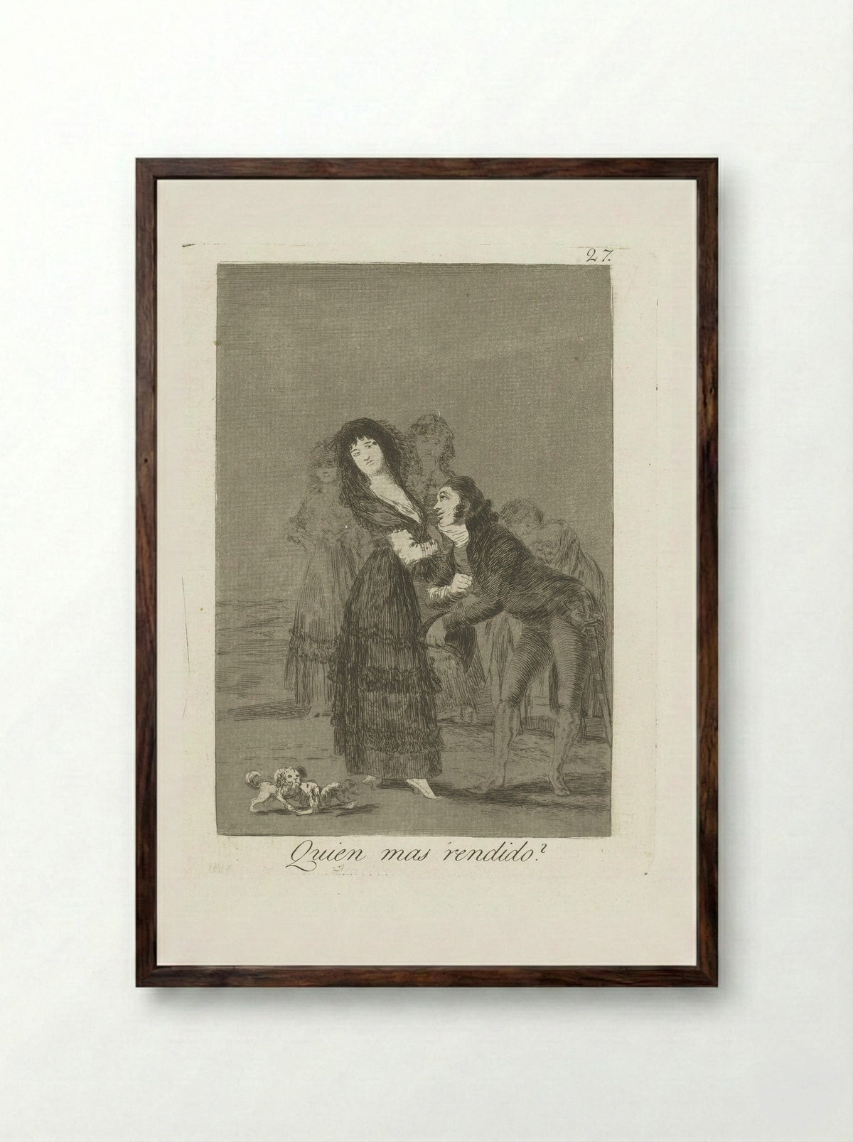 Quien mas rendido? - Francisco de Goya - Framed Print Dark Wood