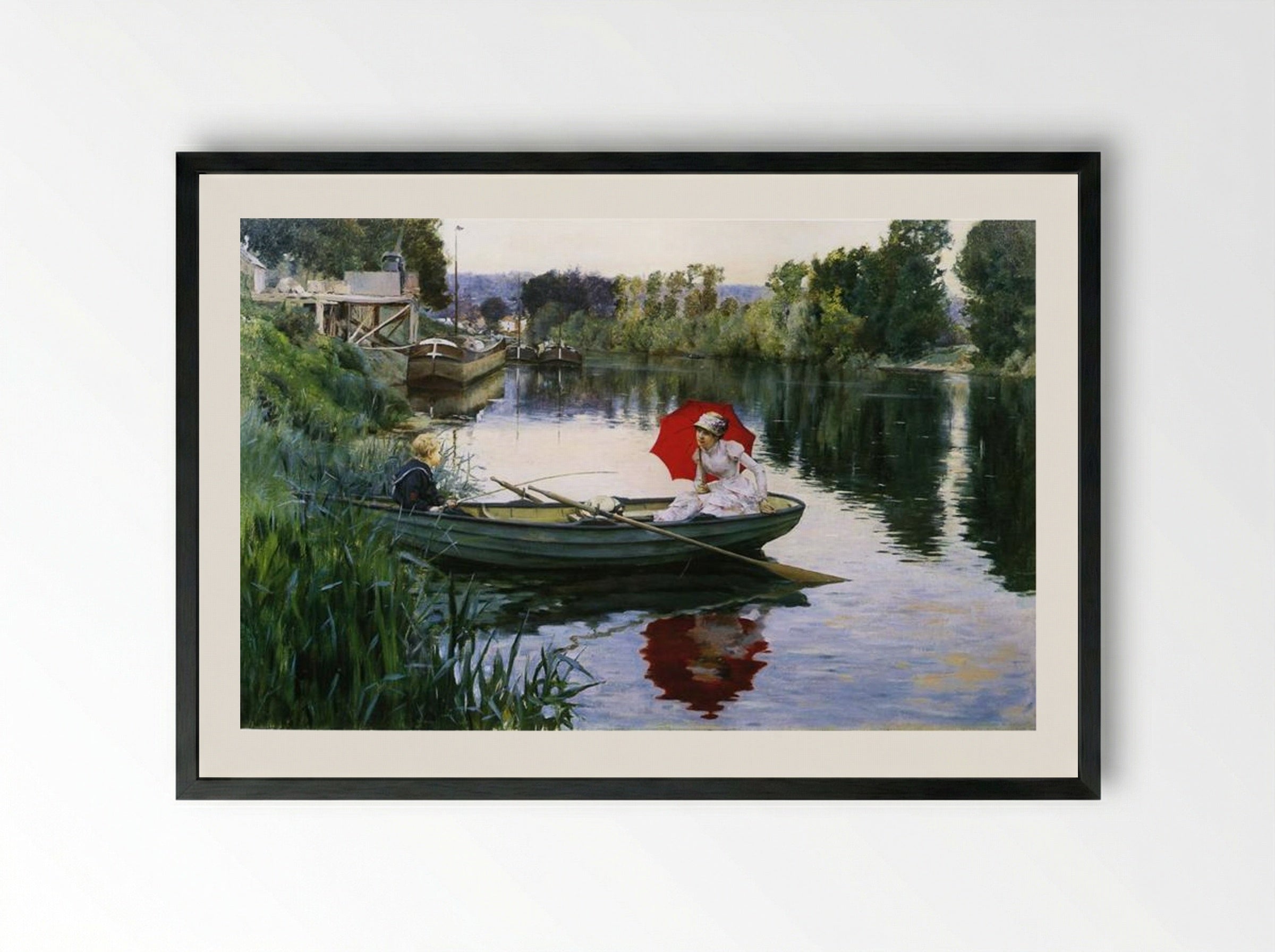 Quiet Day on the Seine - Julius LeBlanc Stewart - Framed Print Black