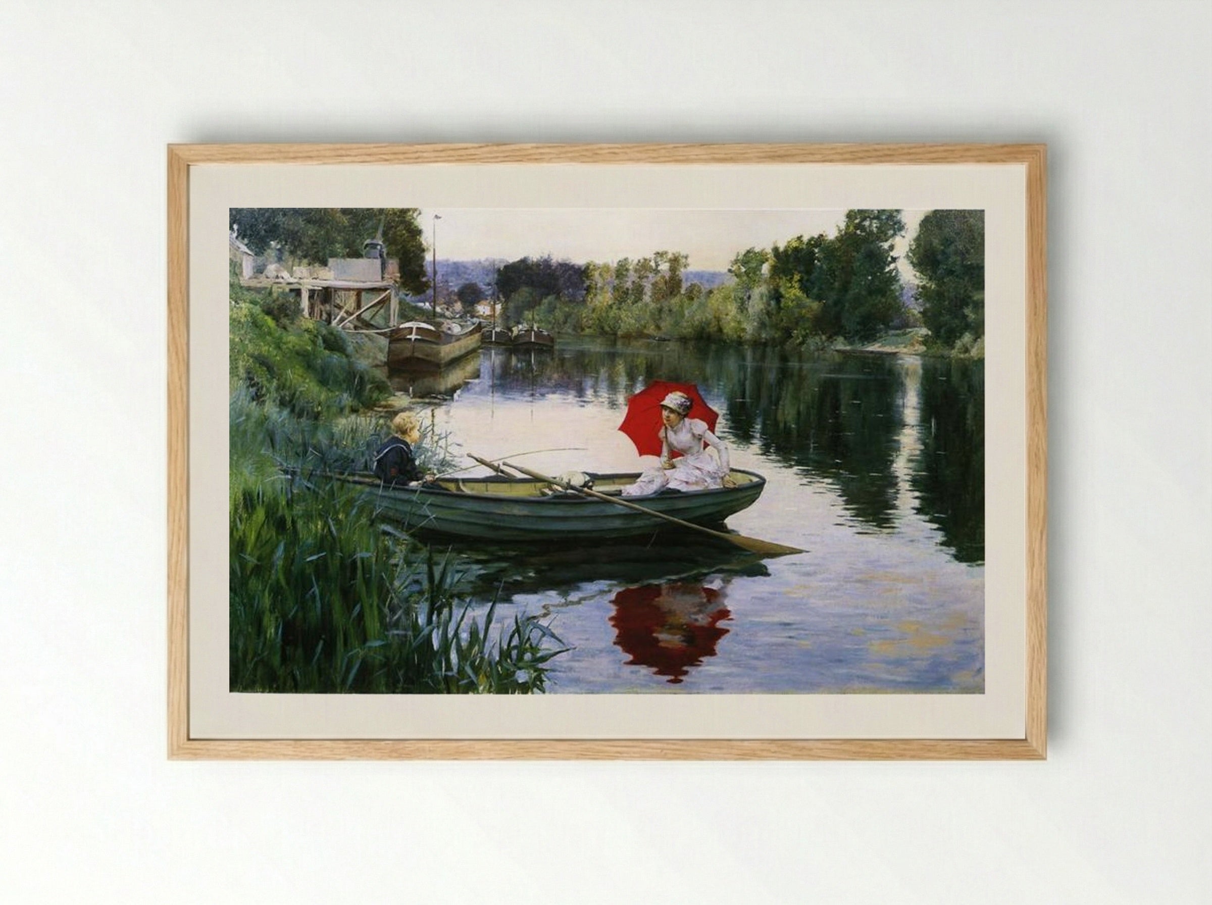 Quiet Day on the Seine - Julius LeBlanc Stewart - Framed Print Wood