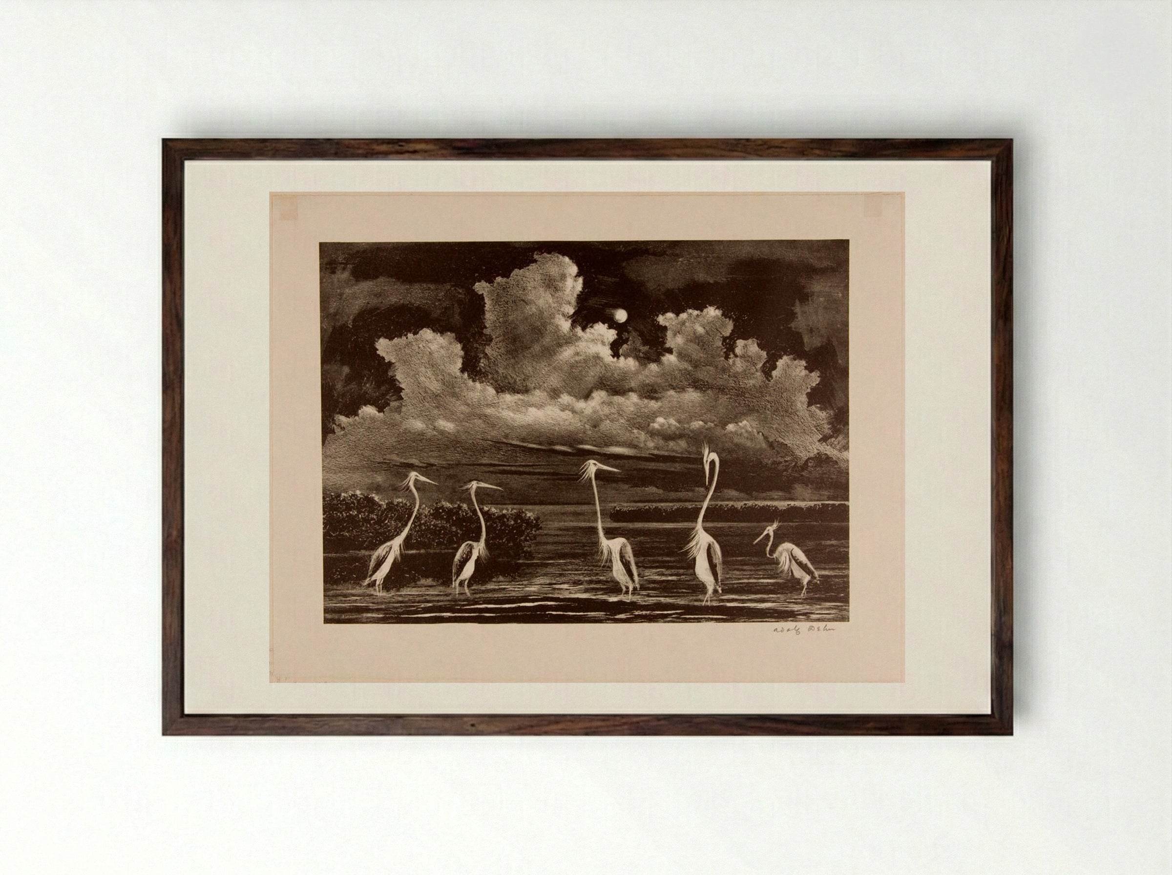 Quiet Waters - Adolph Dehn - Framed Print Dark Wood