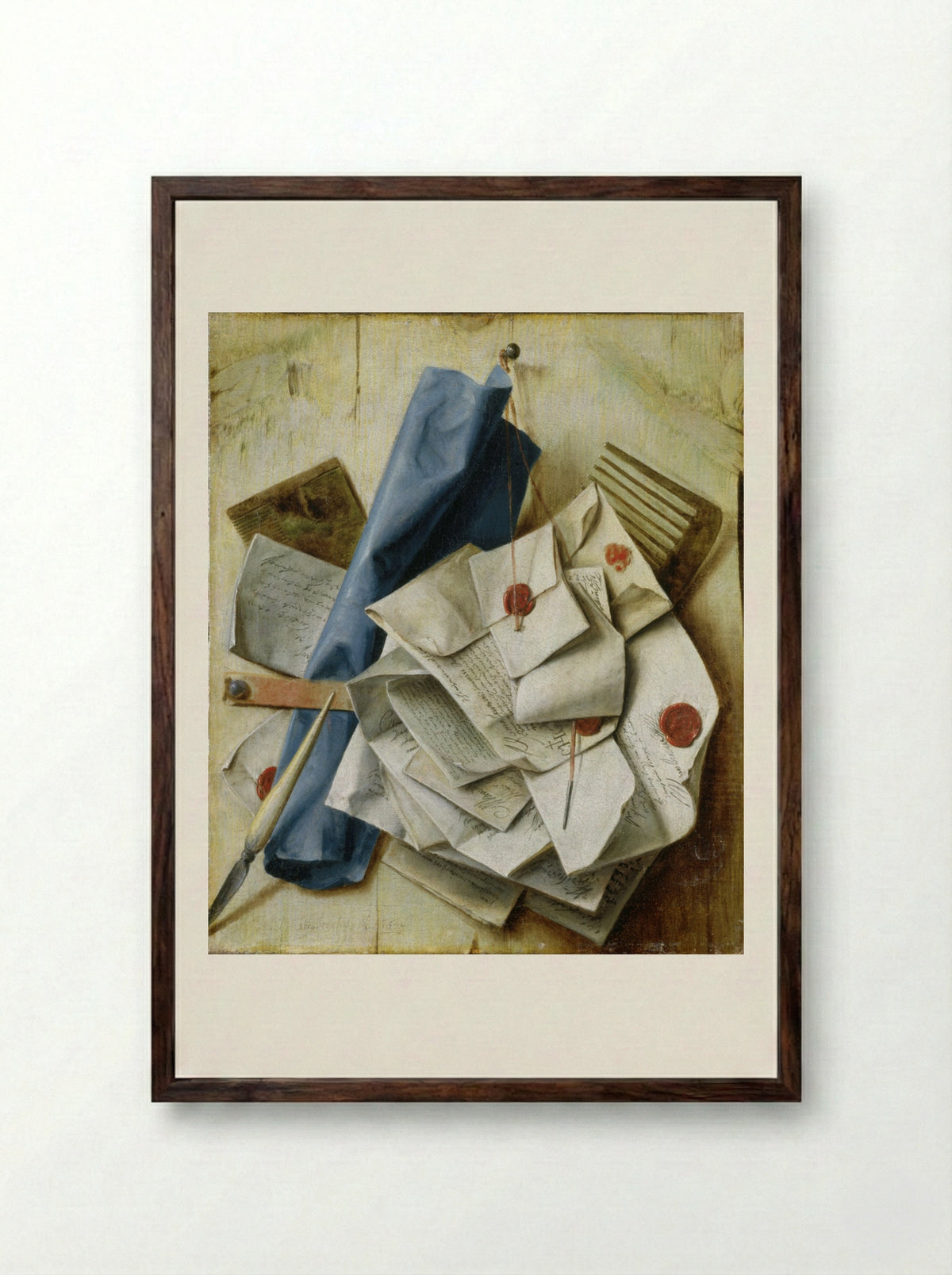 Quodlibet - Cornelis Norbertus Gysbrechts - Framed Print Dark Wood