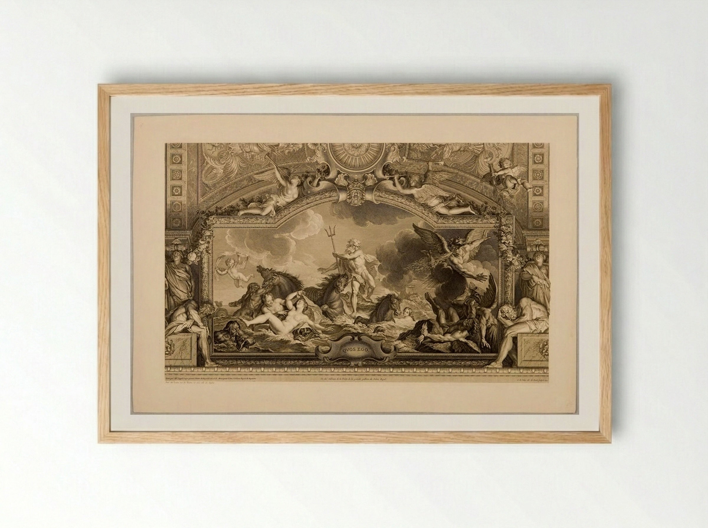 Quos Ego: Neptune Stilling the Tempest - Bernard Picart - Framed Print Wood
