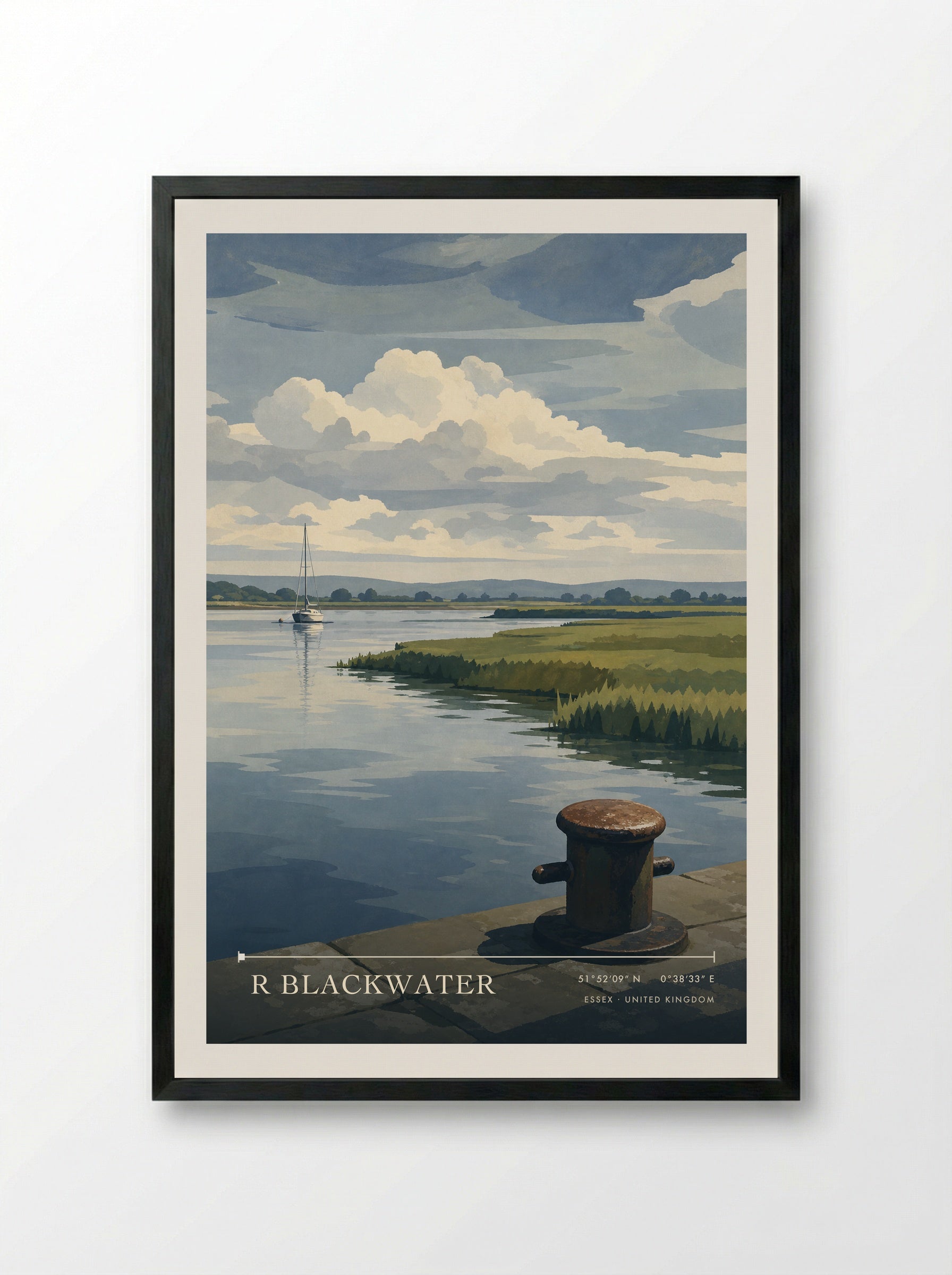 R Blackwater Essex United Kingdom Travel Poster - Framed Print Black