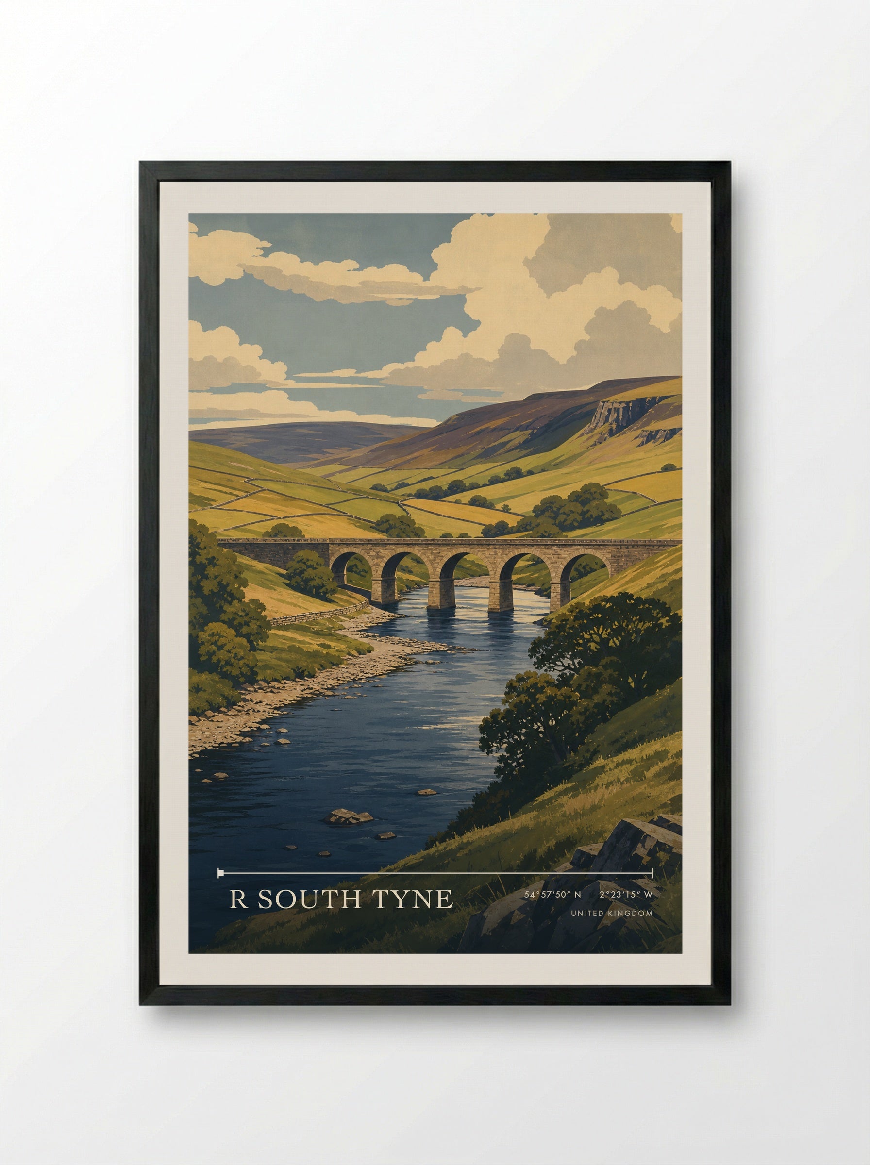 R South Tyne United Kingdom Travel Poster - Framed Print Black