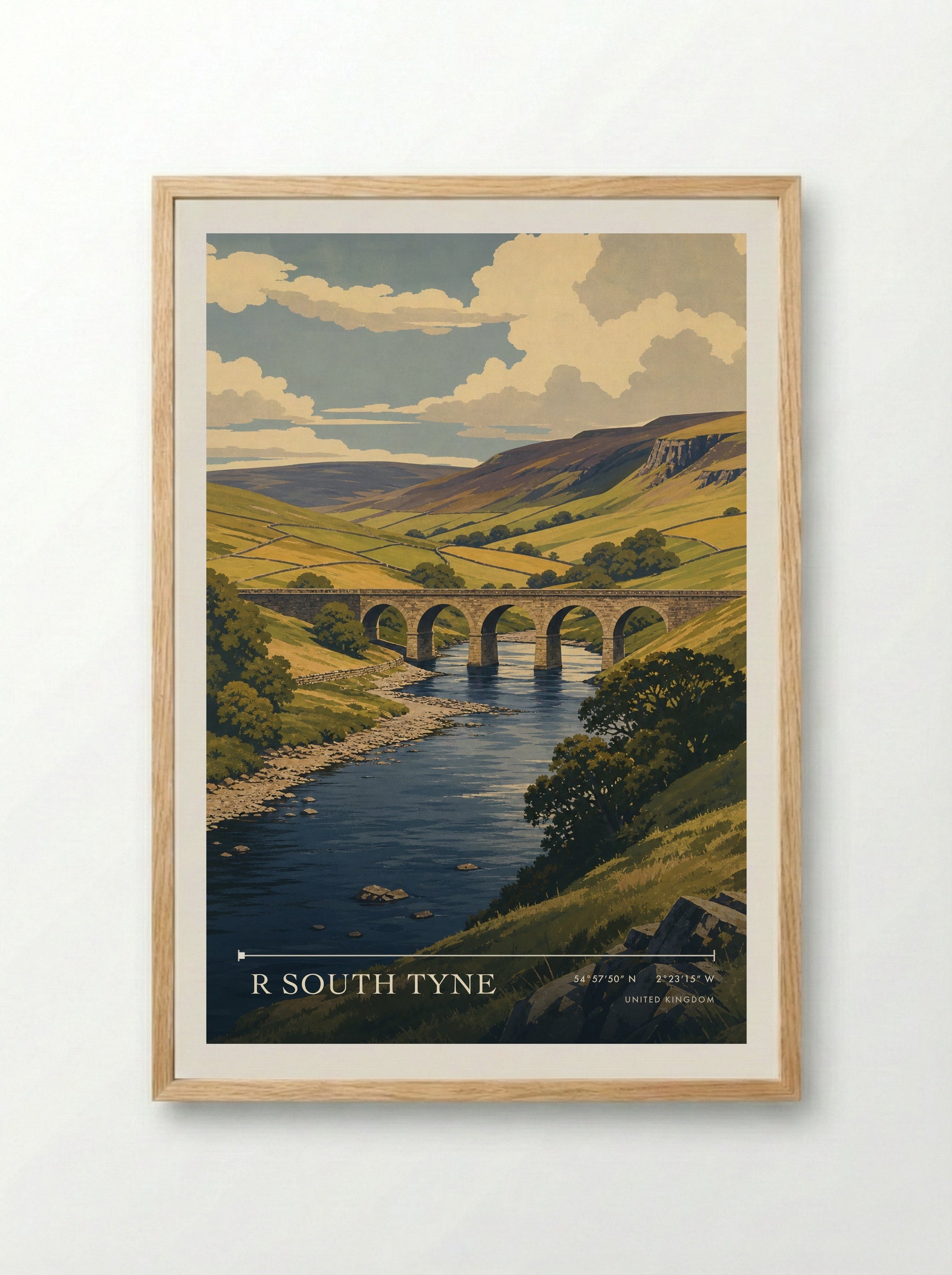 R South Tyne United Kingdom Travel Poster - Framed Print Wood