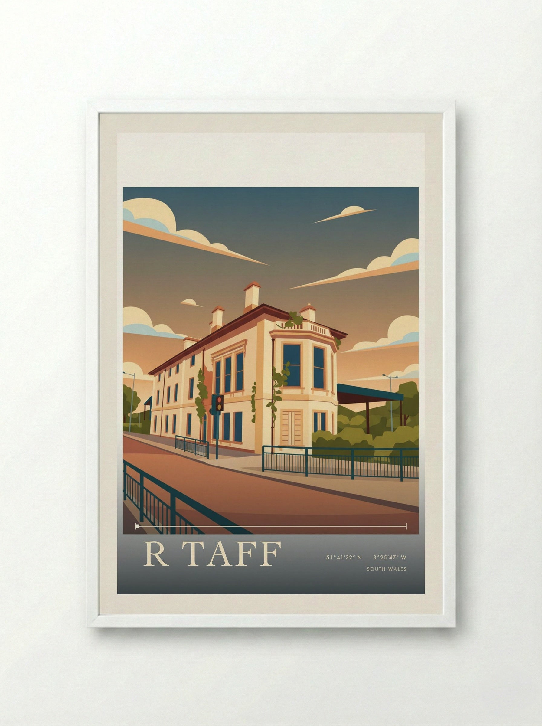 R Taff South Wales Wales Travel Poster - Framed Print White