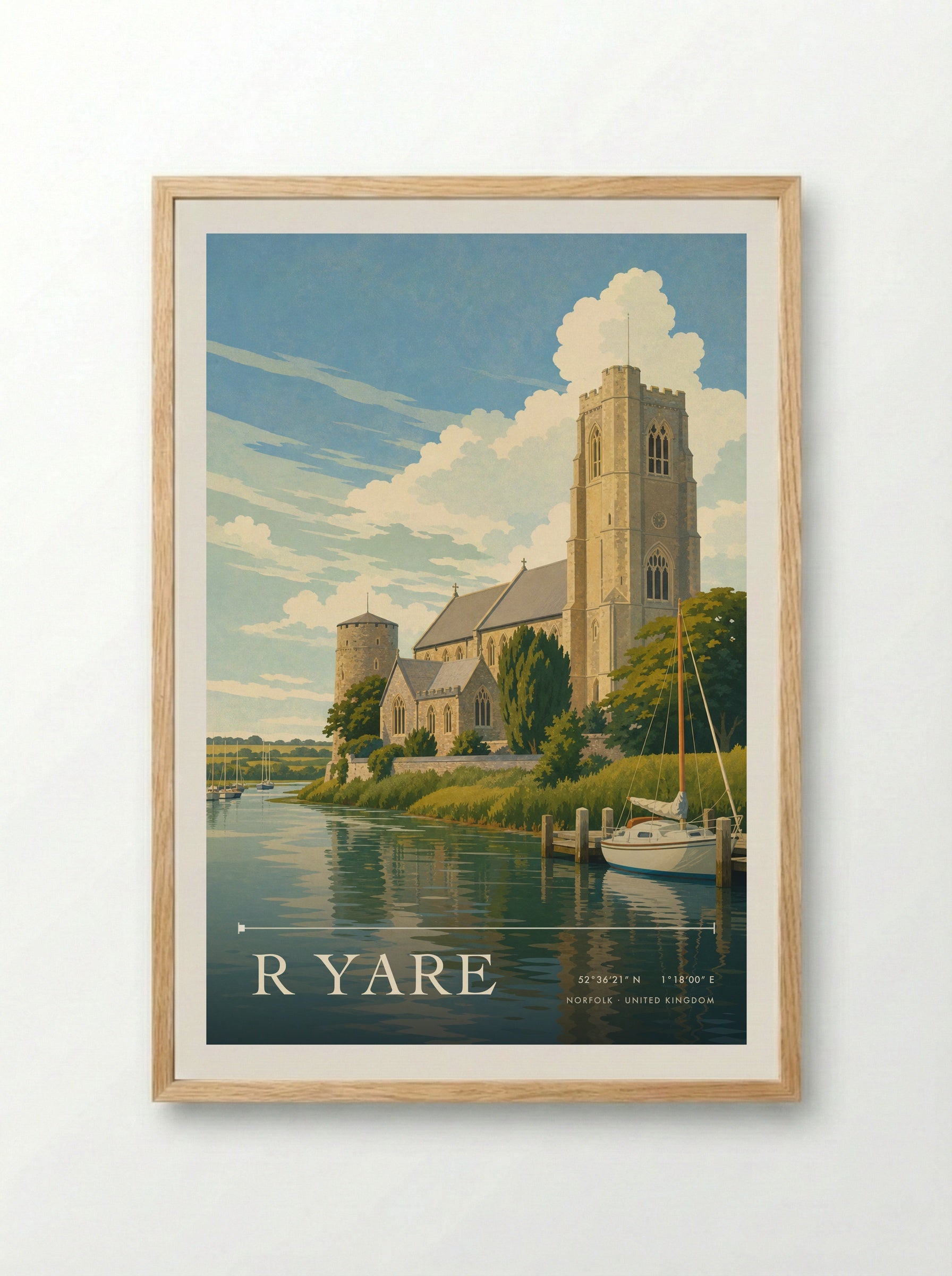 R Yare Norfolk United Kingdom Travel Poster - Framed Print Wood