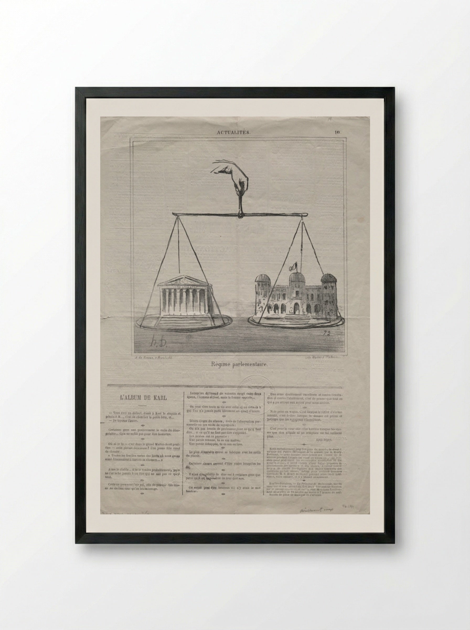 Régime parlementaire - Honoré Daumier - Framed Print Black