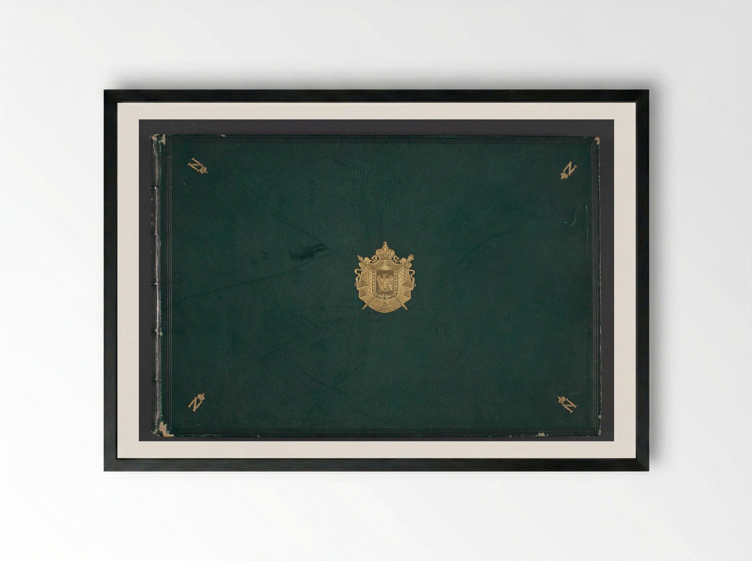 Réunion des Tuileries au Louvre, album 3 (Cover) - Édouard Denis Baldus - Framed Print Black