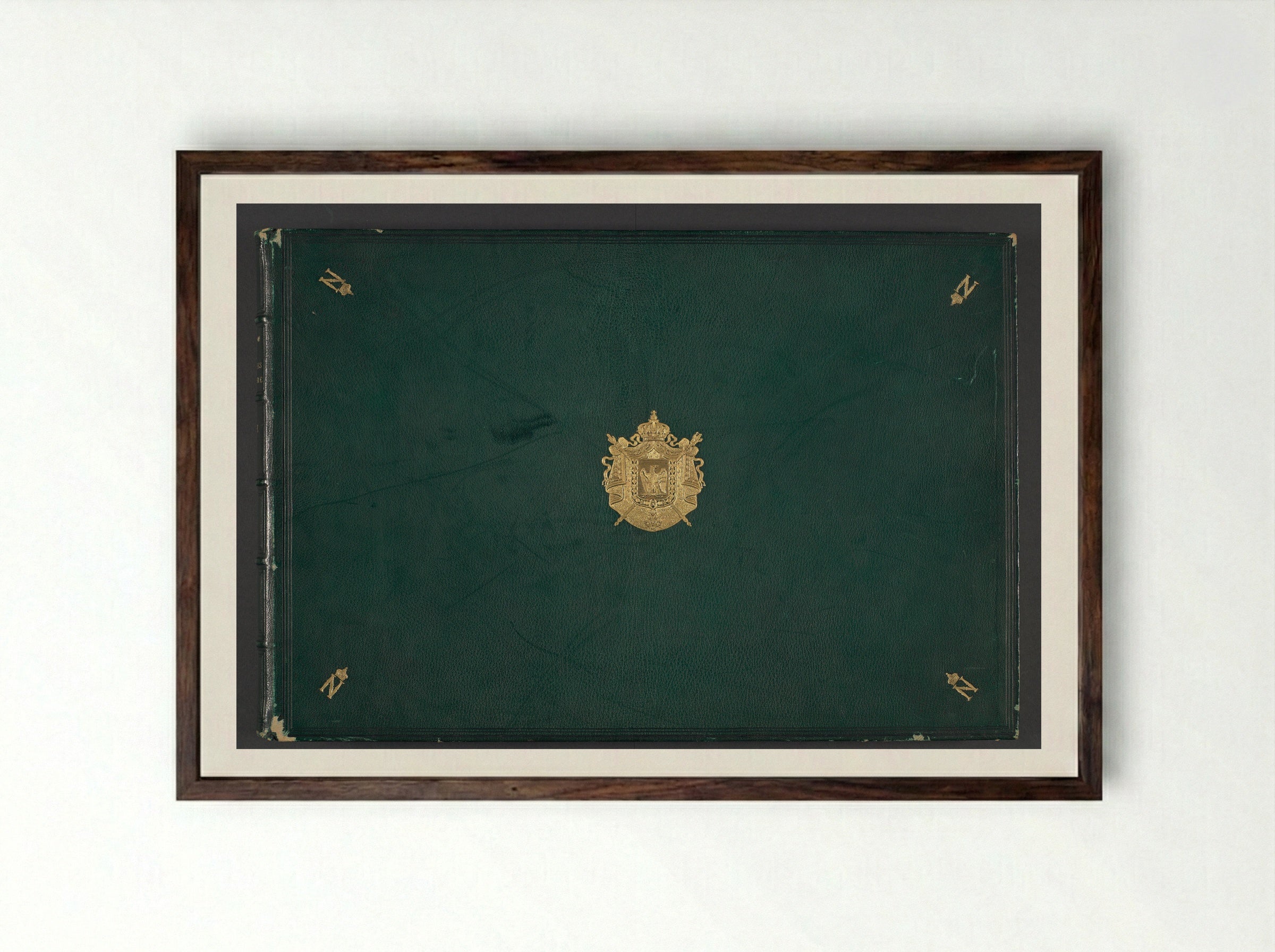 Réunion des Tuileries au Louvre, album 3 (Cover) - Édouard Denis Baldus - Framed Print Dark Wood