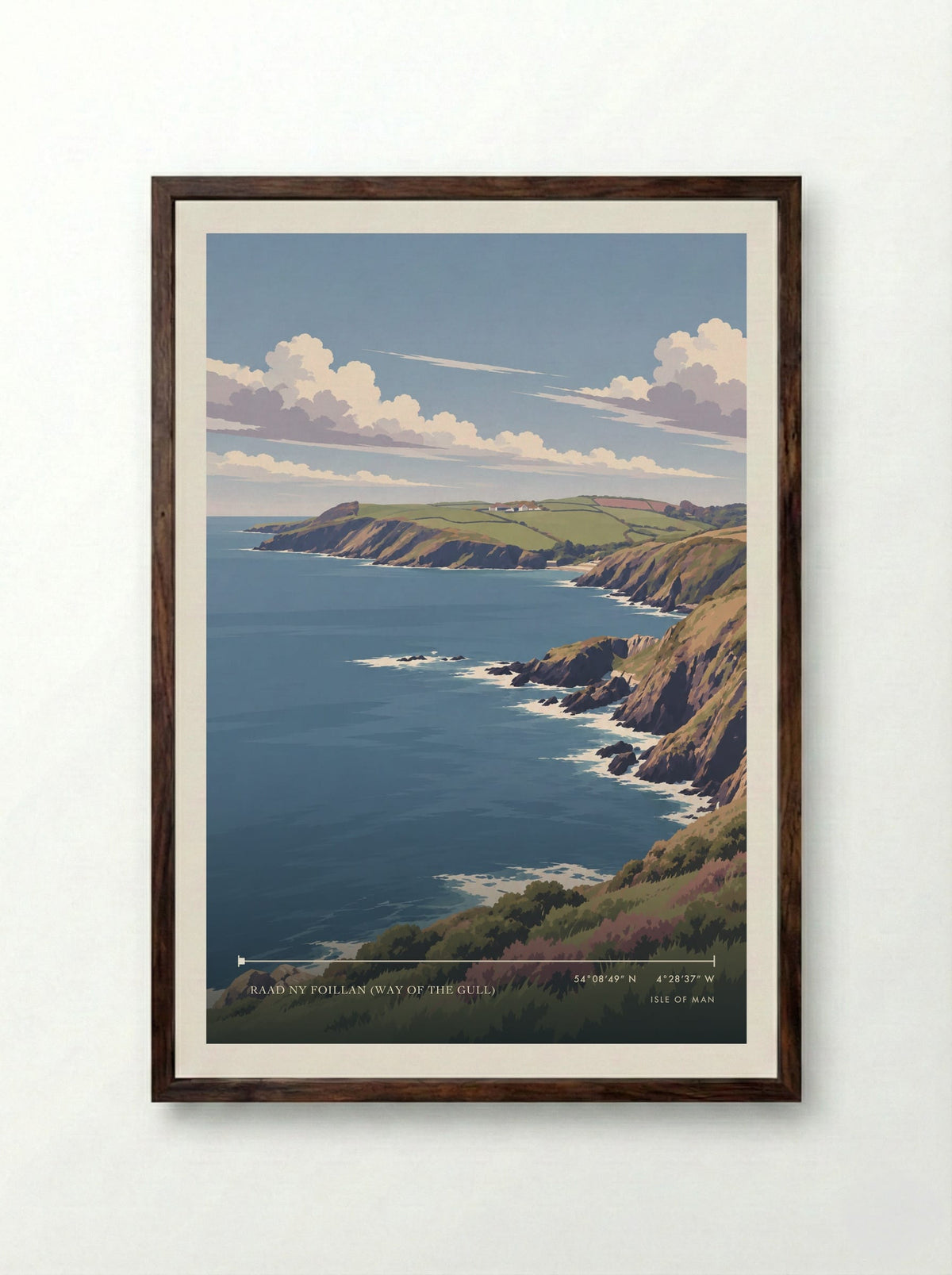 Raad ny Foillan (Way of the Gull), Isle of Man | Travel Poster - Framed Print Dark Wood