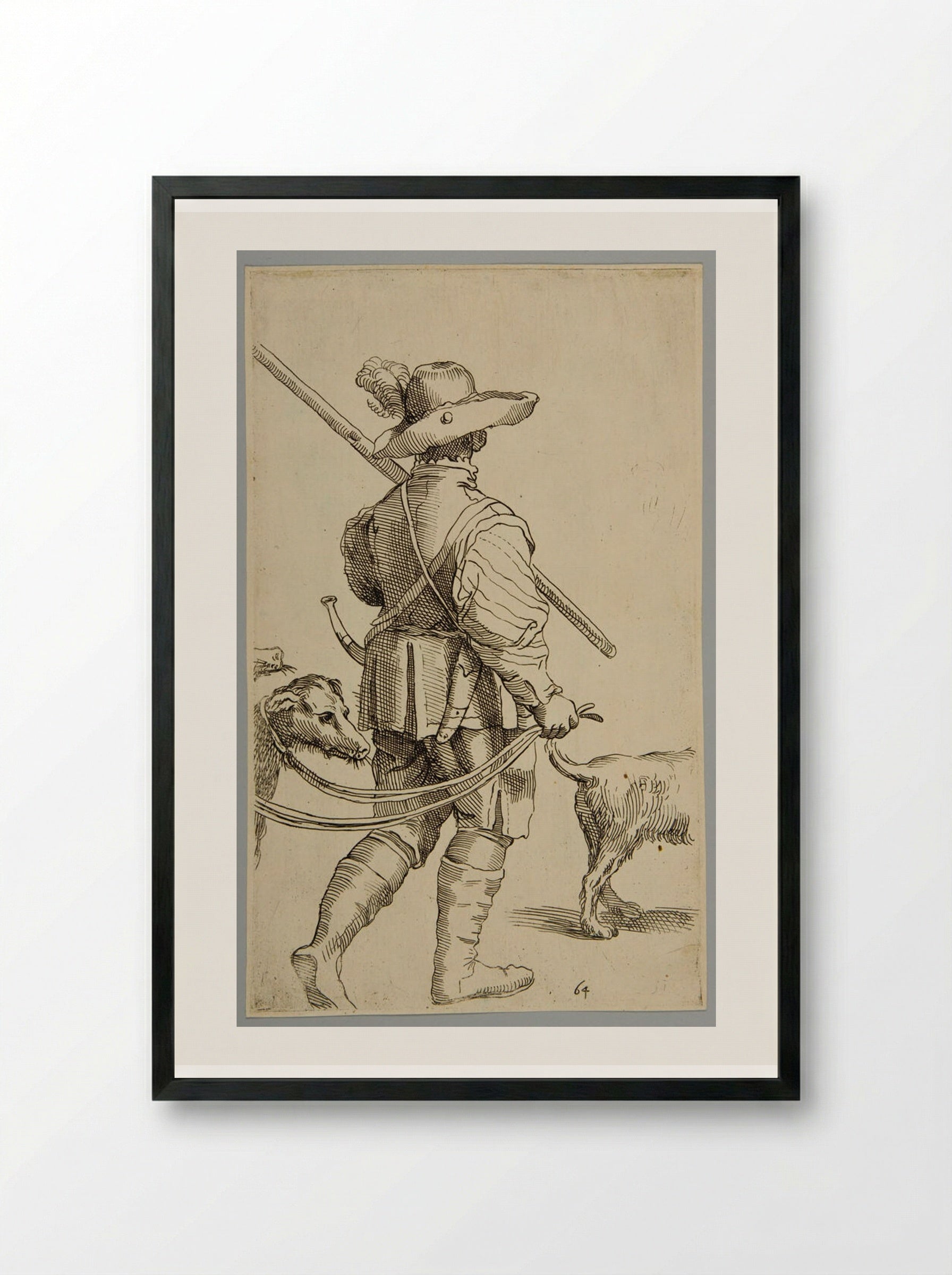 Rabbit Hunter (Plate 64) - Simon Guillain - Framed Print Black