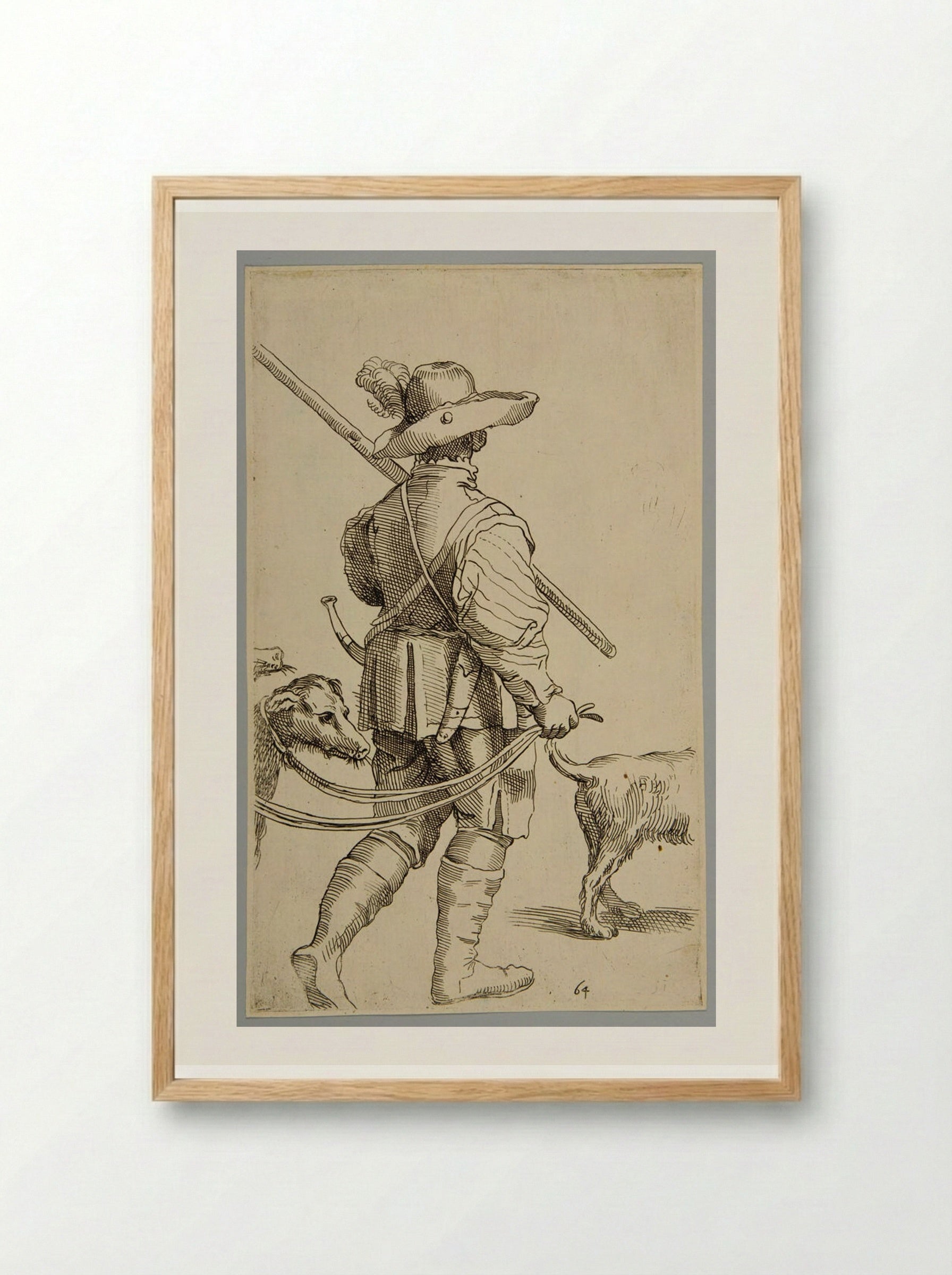 Rabbit Hunter (Plate 64) - Simon Guillain - Framed Print Wood