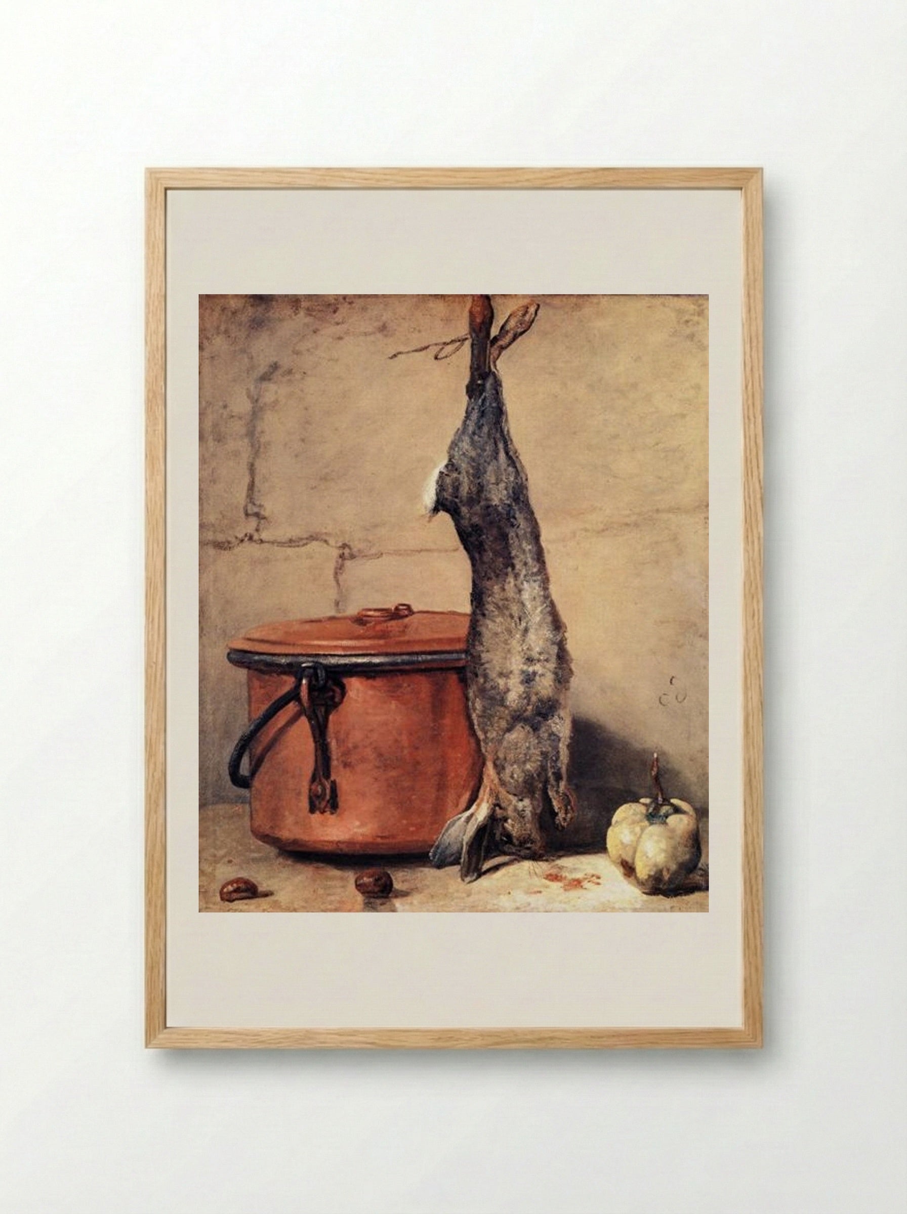 Rabbit and Copper Pot - Jean-Baptiste-Simeon Chardin - Framed Print Wood