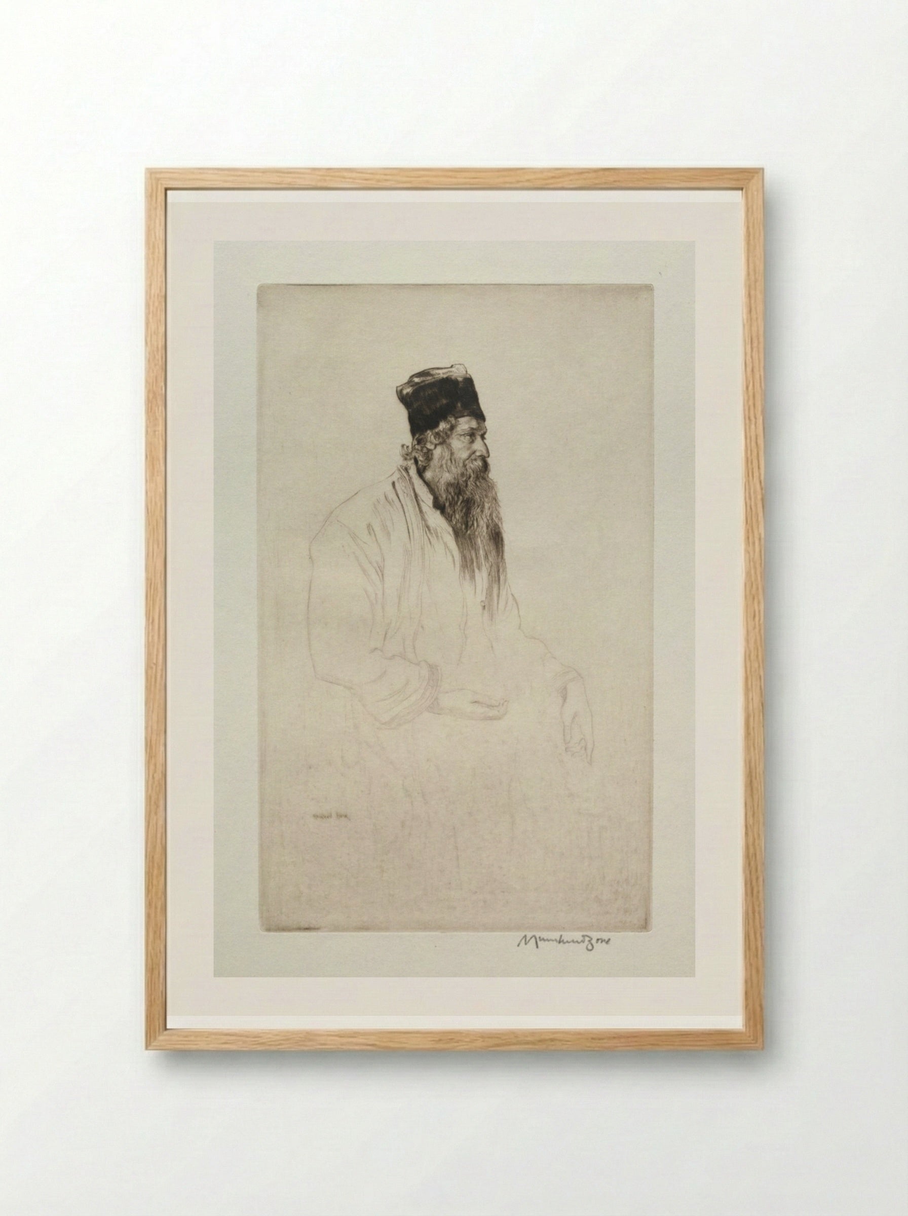 Rabindranath Tagore - Muirhead Bone - Framed Print Wood