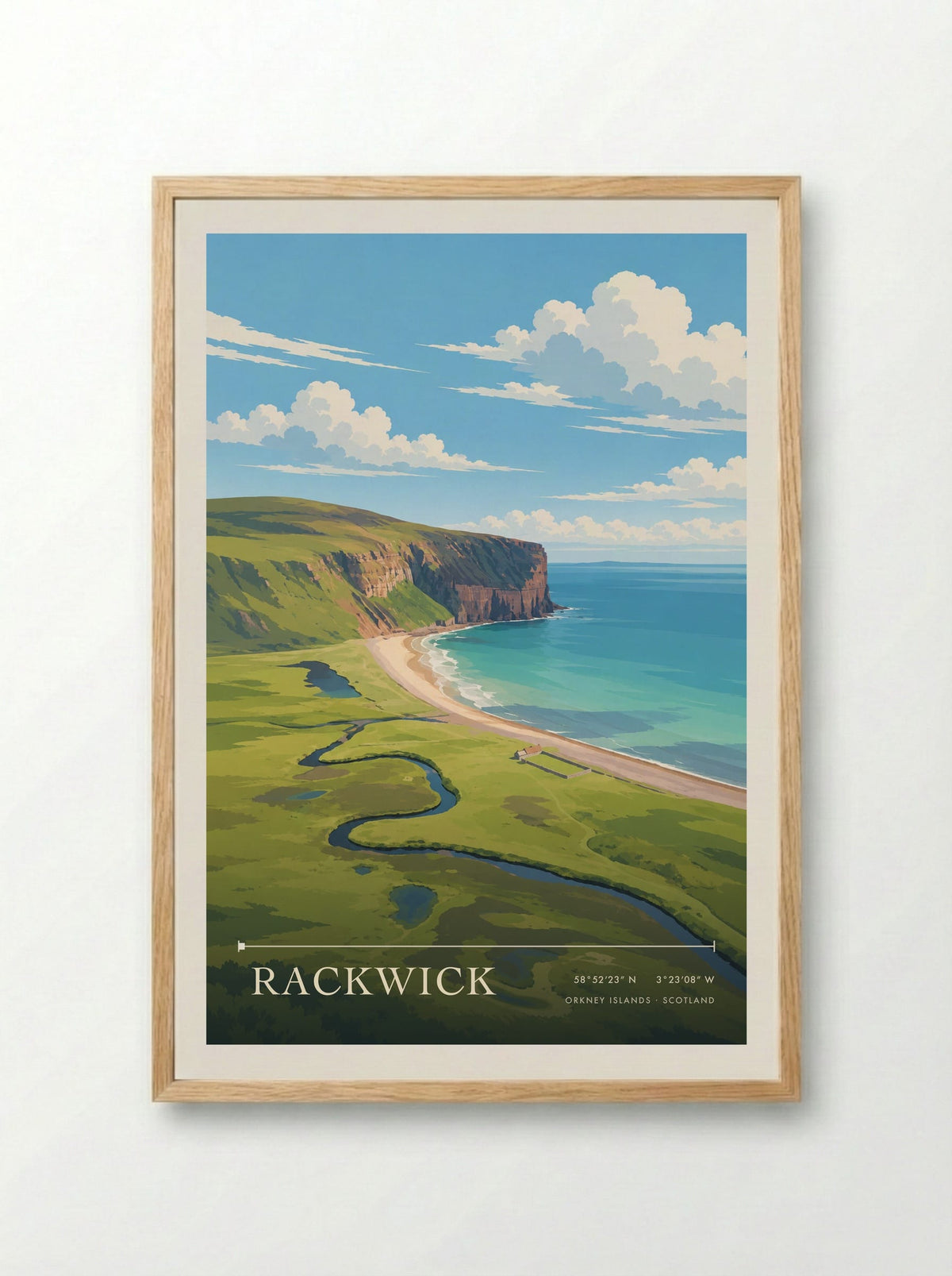 Rackwick, Orkney Islands | Travel Poster - Framed Print Wood
