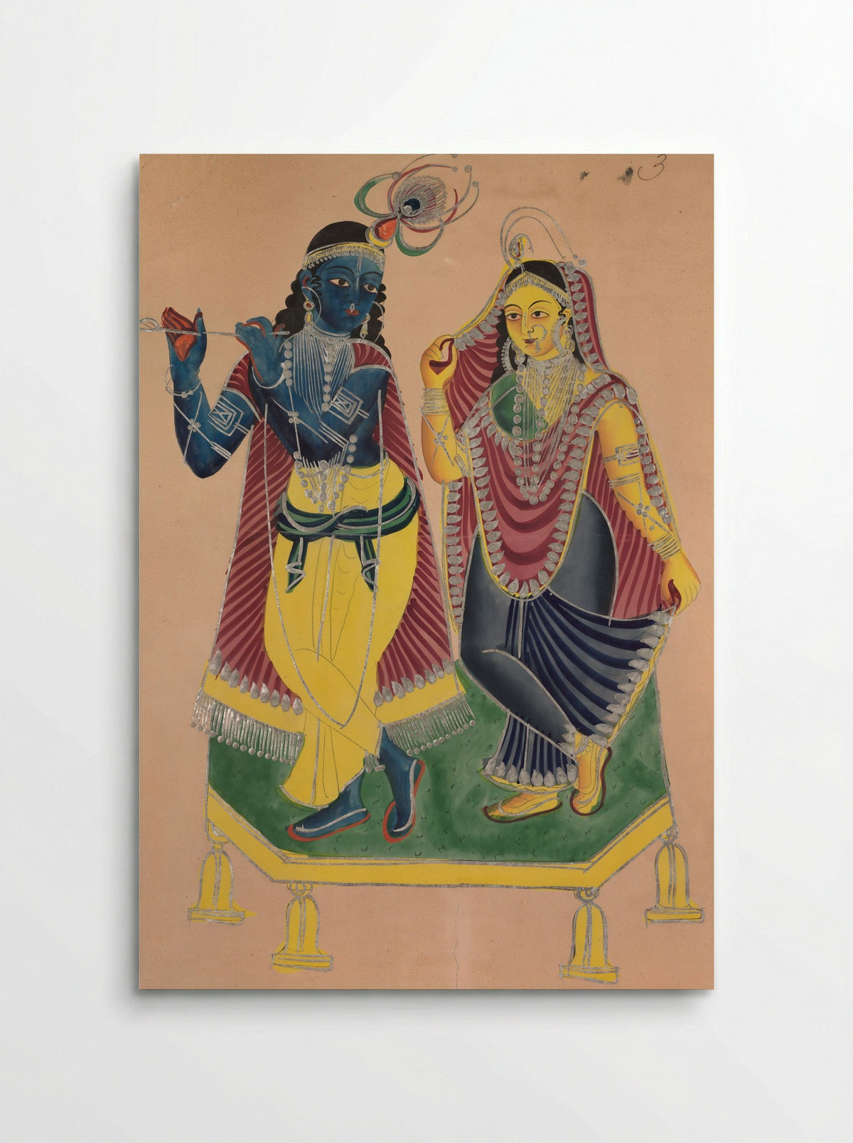 Radha and Krishna - Kalighat School - Poster