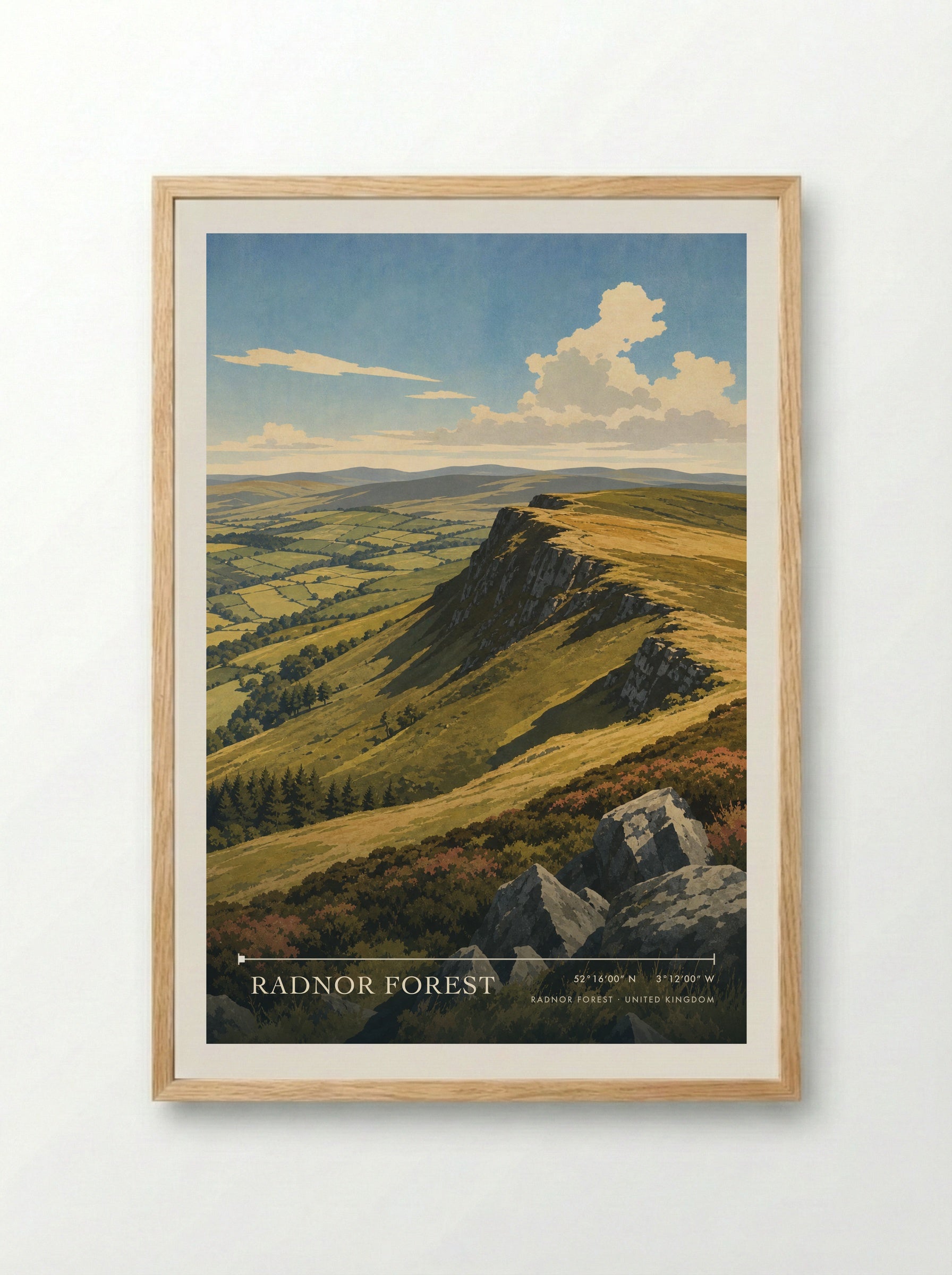 Radnor Forest United Kingdom Travel Poster - Framed Print Wood