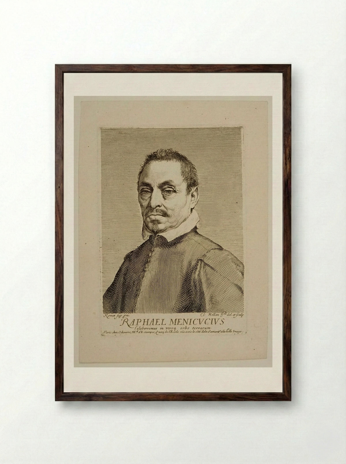 Raffaello Menicucci - Claude Mellan - Framed Print Dark Wood