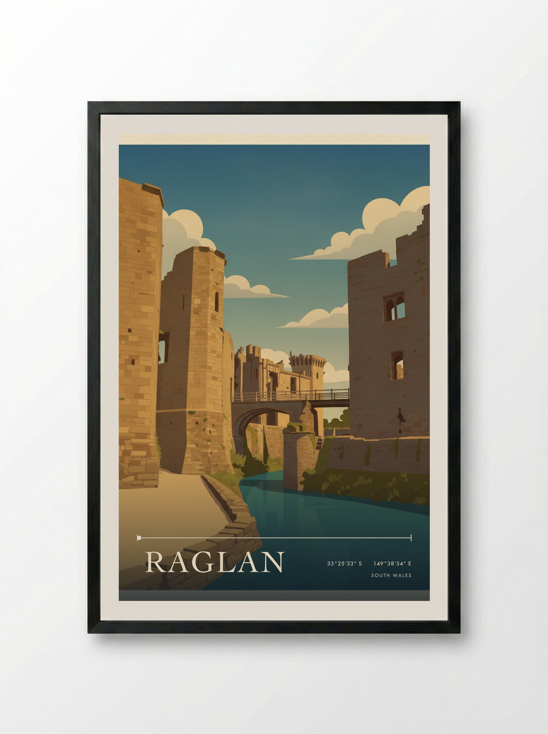 Raglan South Wales Wales Travel Poster - Framed Print Black