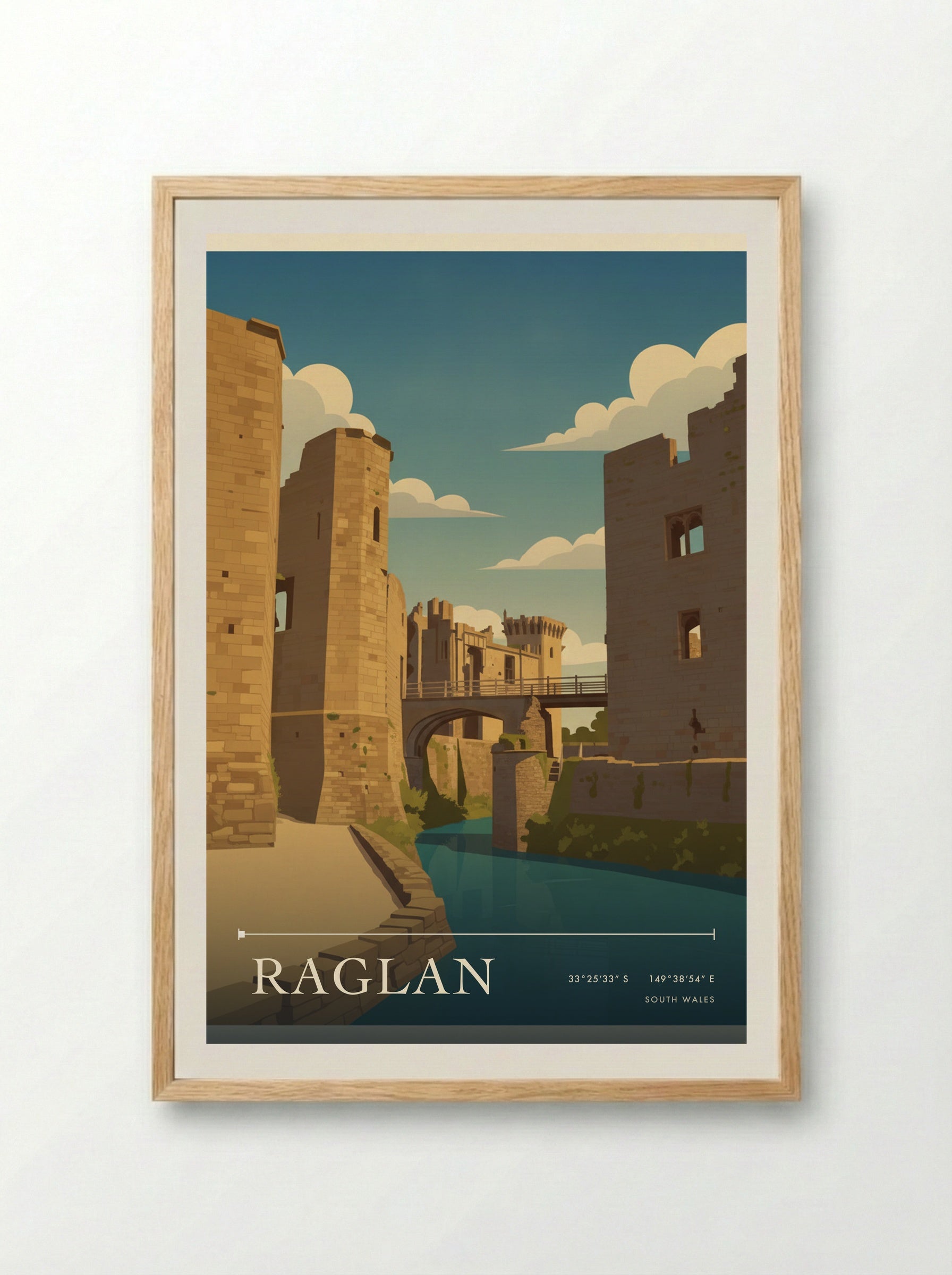 Raglan South Wales Wales Travel Poster - Framed Print Wood