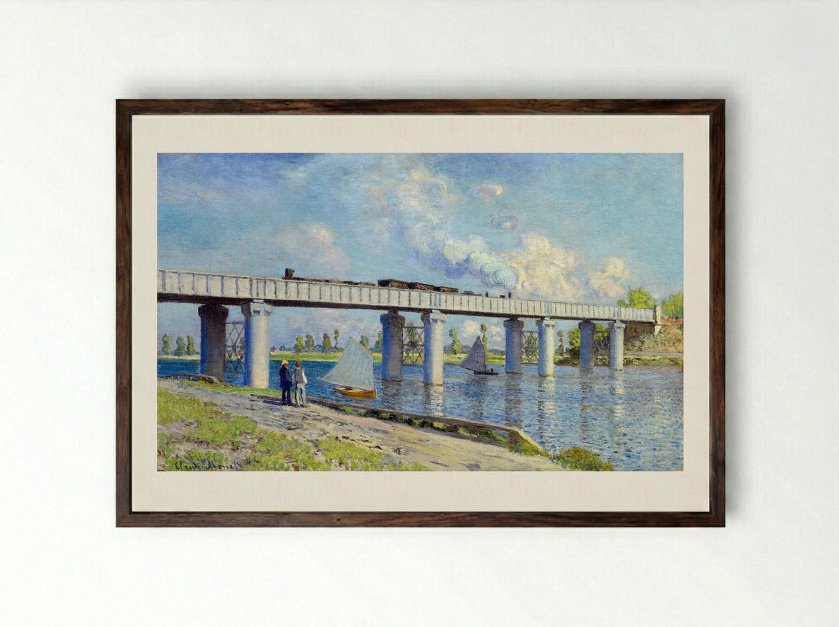 Railway Bridge at Argenteuil - Claude Monet - Framed Print Dark Wood