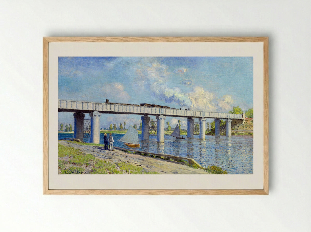 Railway Bridge at Argenteuil - Claude Monet - Framed Print Wood