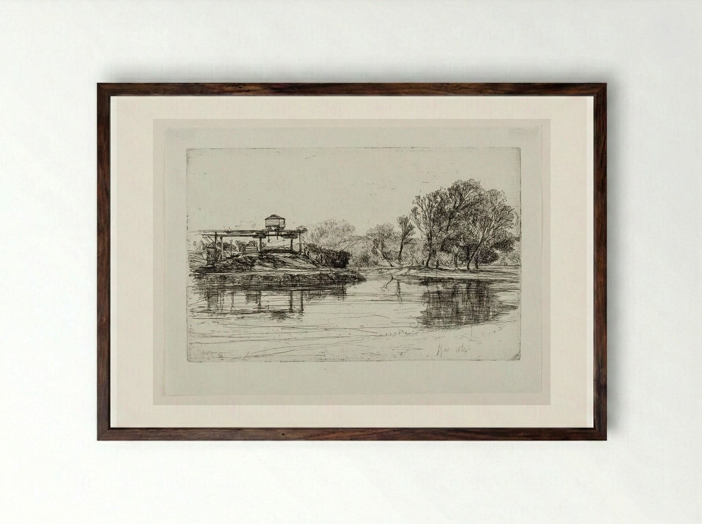 Railway Encroachment - Francis Seymour Haden - Framed Print Dark Wood