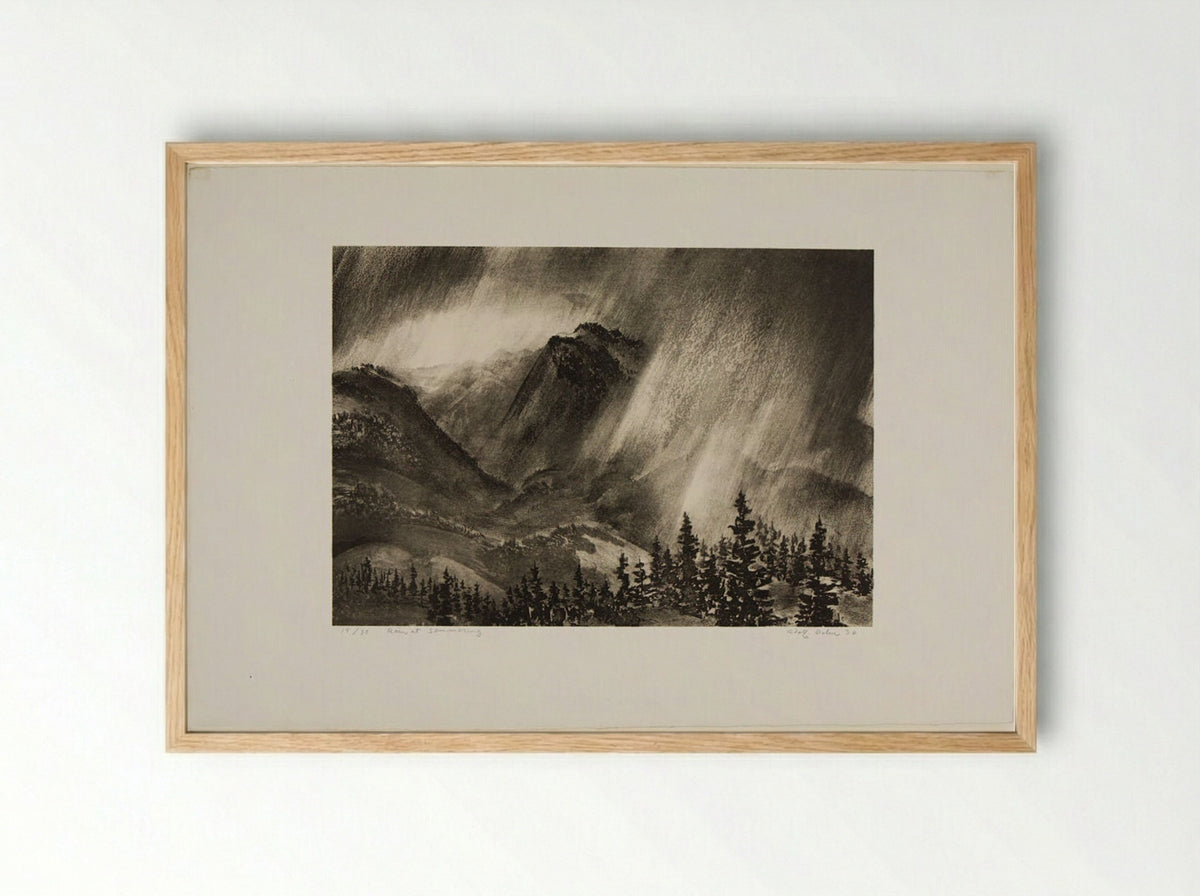 Rain at Semmering - Adolph Dehn - Framed Print Wood